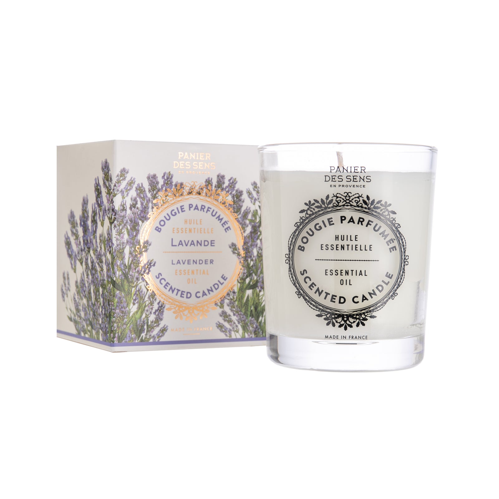 With relaxing lavender oil An exclusive, luxurious, traditional savoir-faire. For a fragrant flicker of lavender, true to the perfume concentrate, each candle is made with a unique assembly of high quality waxes. Boxed candle - perfect for gifting Approx 55 hours burn time Vegan Made in France.
