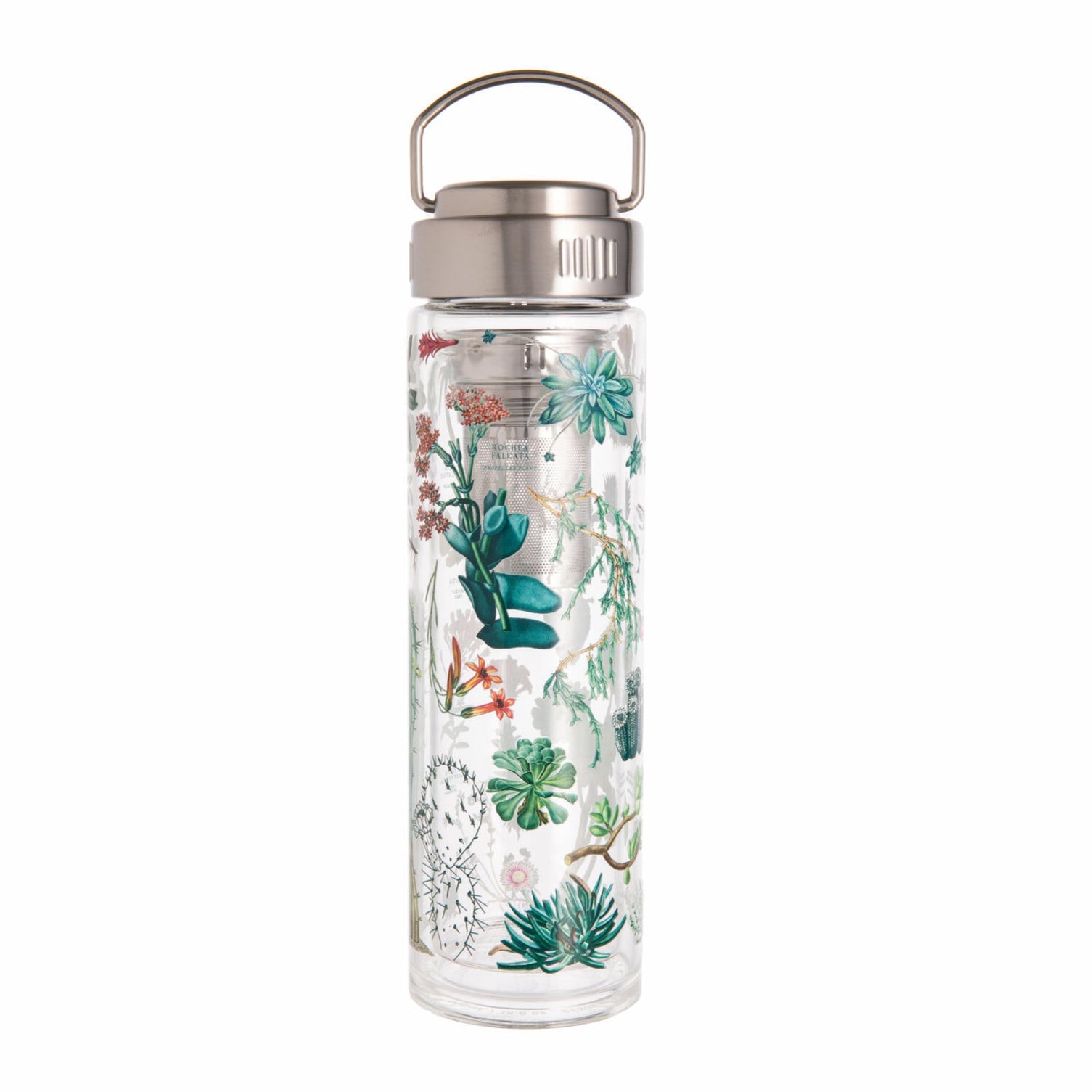 Whether or not you’re the type to savor a good cactus tea, this succulent-inspired infuser is here to keep you hydrated like a Saguaro after a good rainstorm. Made from the highest quality, double-walled glass, this vibrant vessel comes complete with a removable, stainless steel tea infuser basket. 15oz.