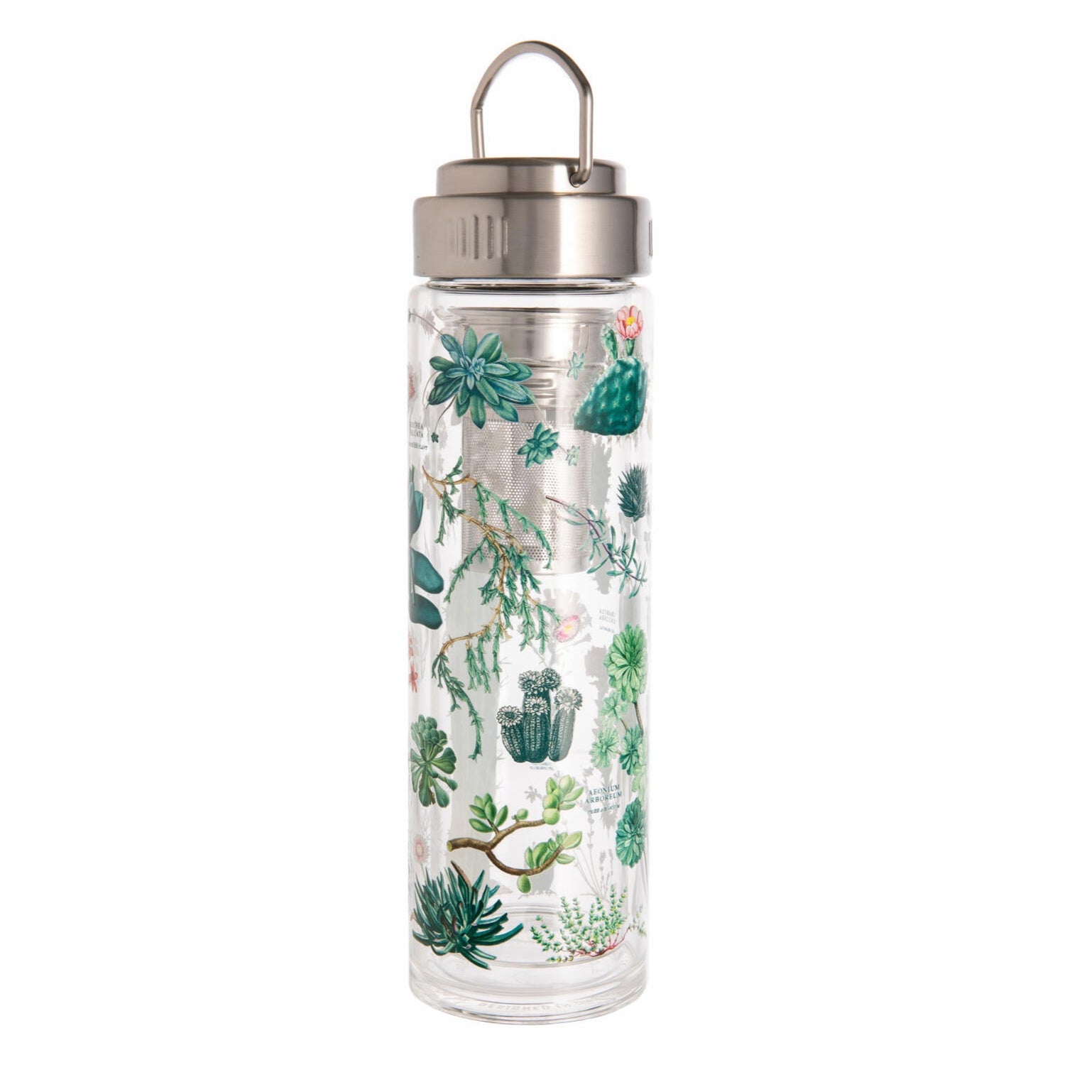 Whether or not you’re the type to savor a good cactus tea, this succulent-inspired infuser is here to keep you hydrated like a Saguaro after a good rainstorm. Made from the highest quality, double-walled glass, this vibrant vessel comes complete with a removable, stainless steel tea infuser basket. 15oz.