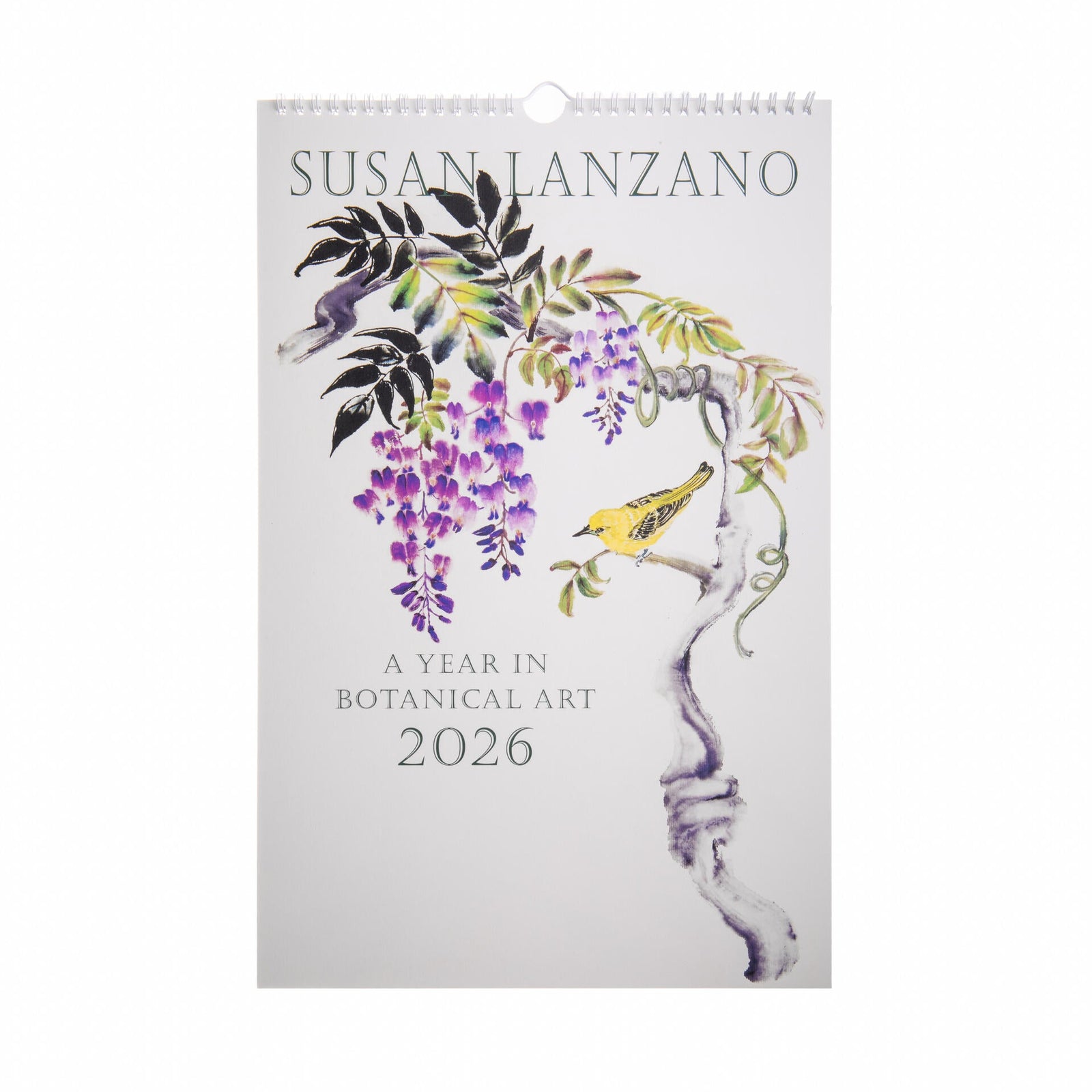 2026 calendar by Susan Lanzano with botanical art design on a white background