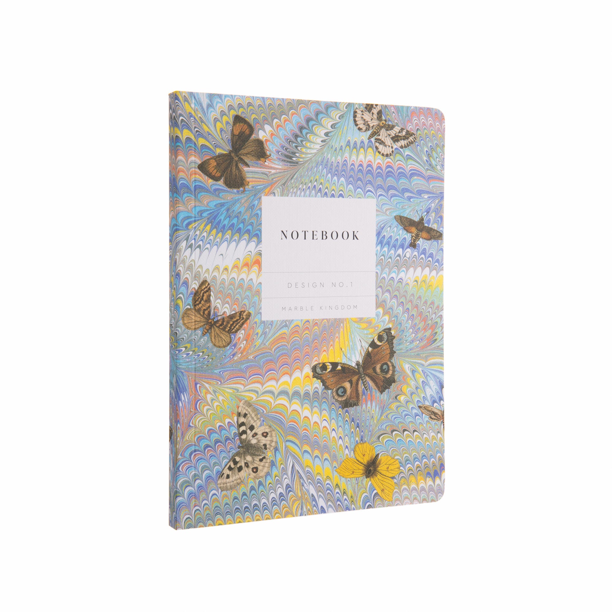 Notebook with butterfly design on a white background