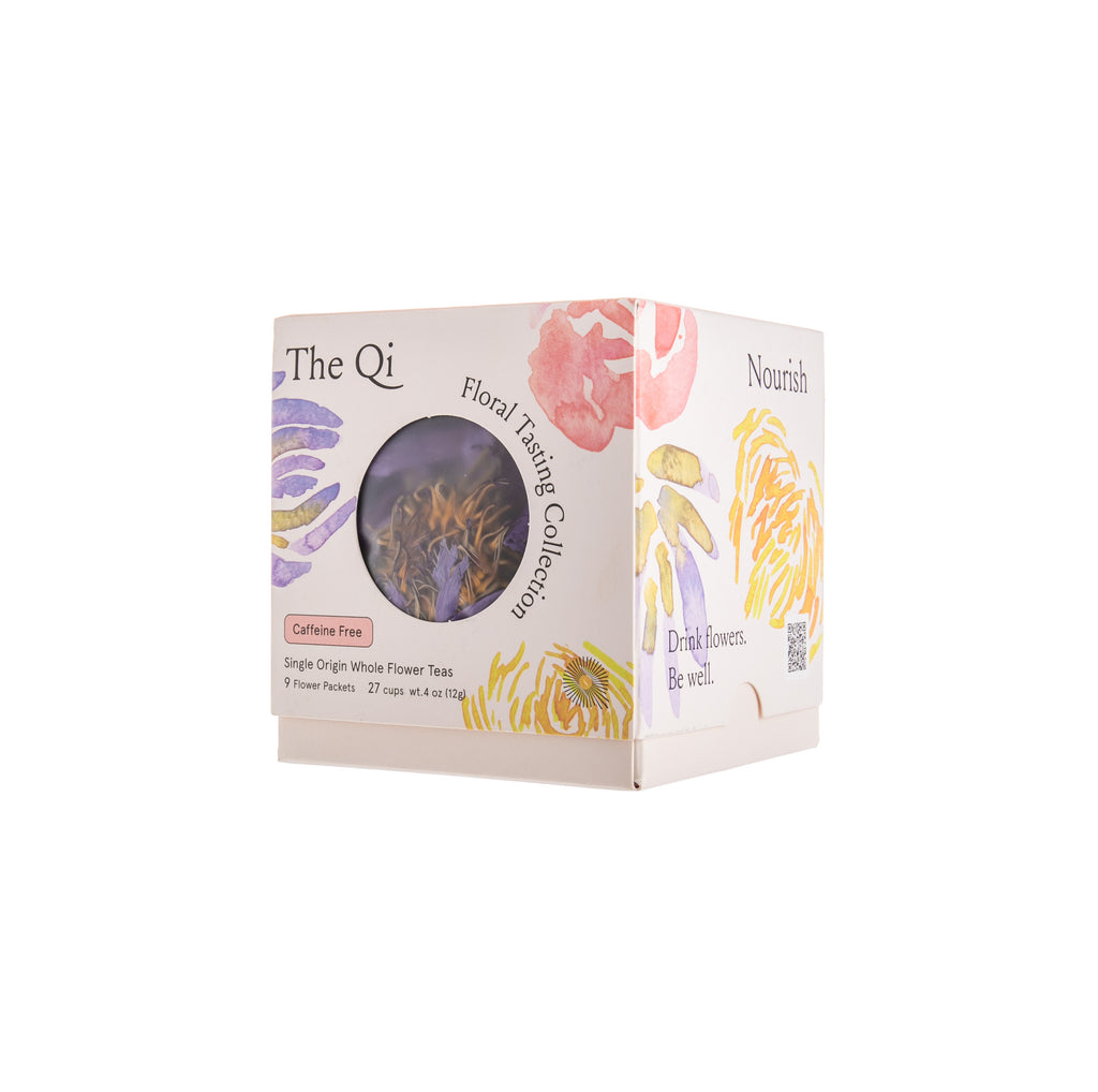 This beautiful floral tea collection contains three full-flower varieties. Simply pour hot water over the flower and watch it bloom. Tea varieties: Shangri-la Rose : Shangri-La, Yunnan. Diqing Tibetan Autonomous Prefecture. Blue Lotus : HaiNan Island (海南島). Royal Chrysanthemum : Jiangxi. 9 individual flower packets.