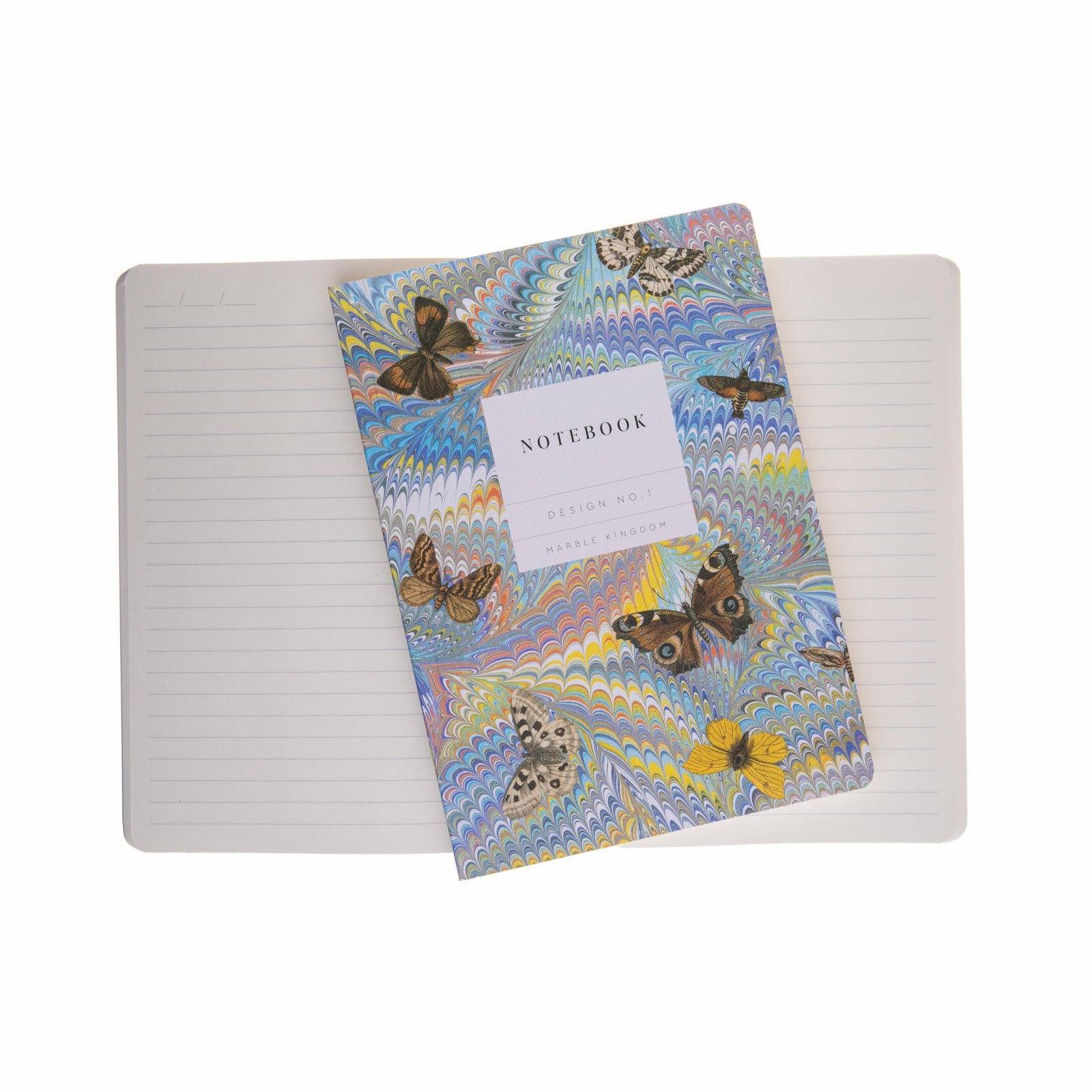 Notebook with butterfly design on a white background