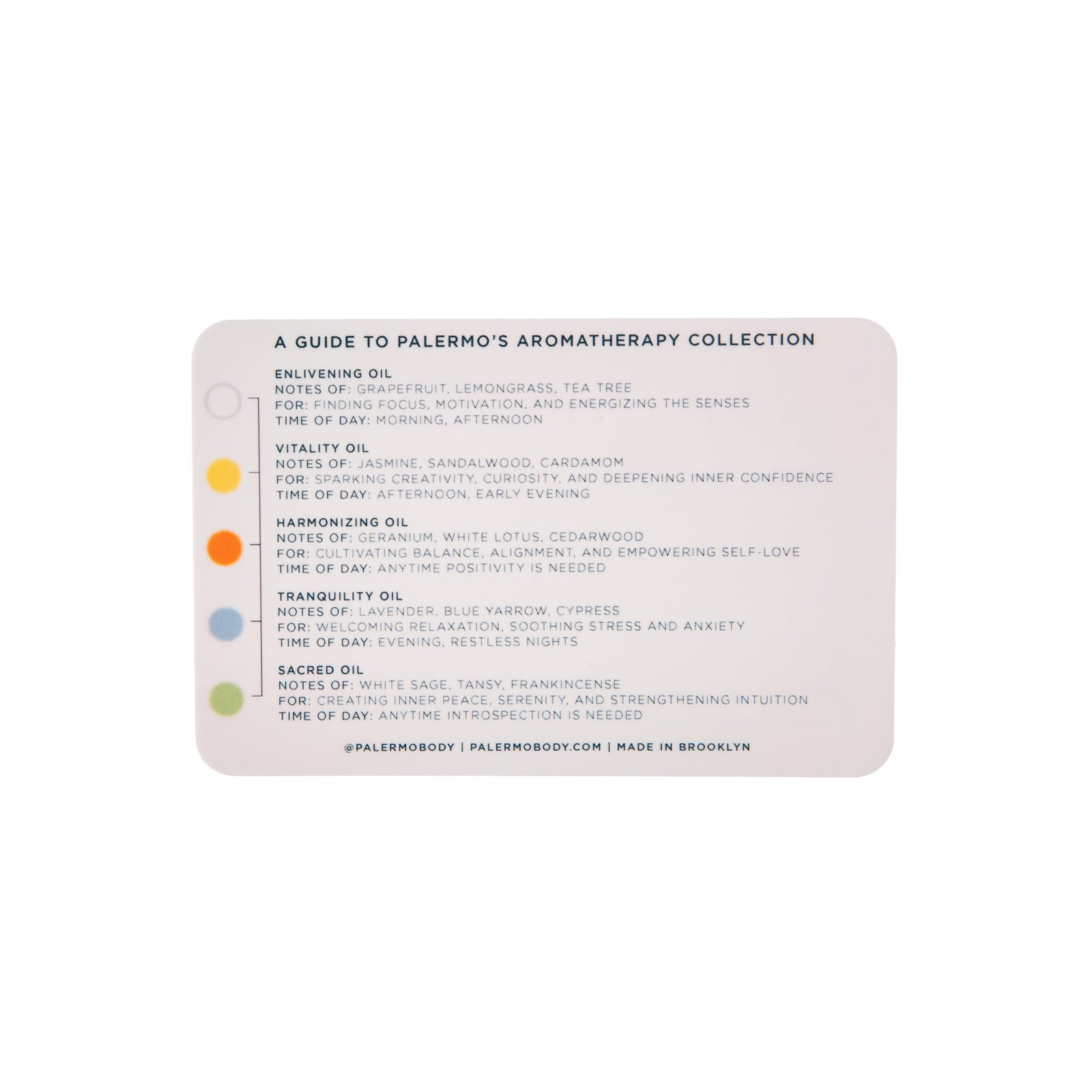 This luxurious essential oils set has been expertly crafted to balance the senses, ignite creativity, and connect the mind and body. Each blend is made from premium essential oils. The set contains a guide to aromatherapy and the following oils, each in a glass roller bottle (5 ml/0.17 oz.)