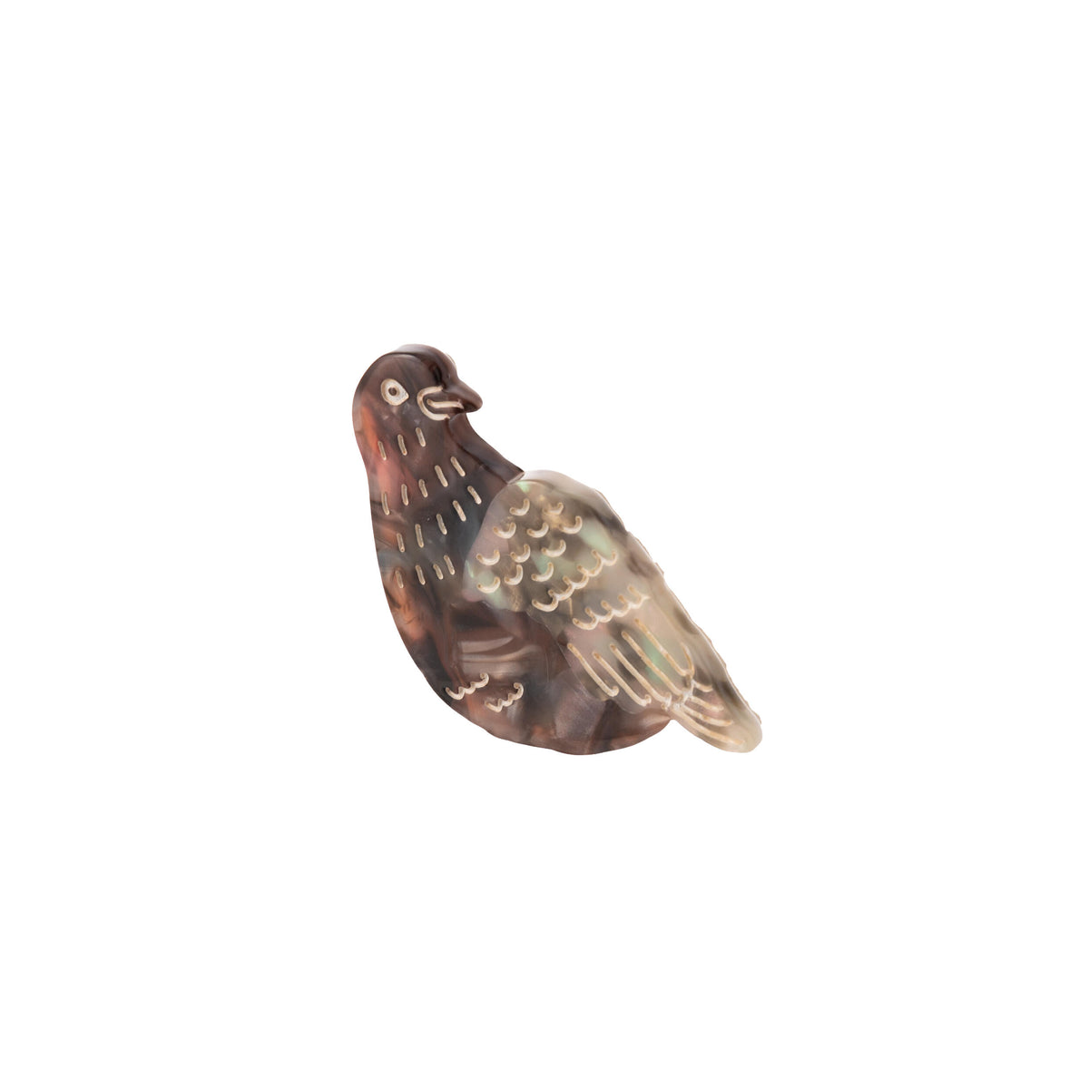 Pigeon-shaped tech charm figurine on a white background
