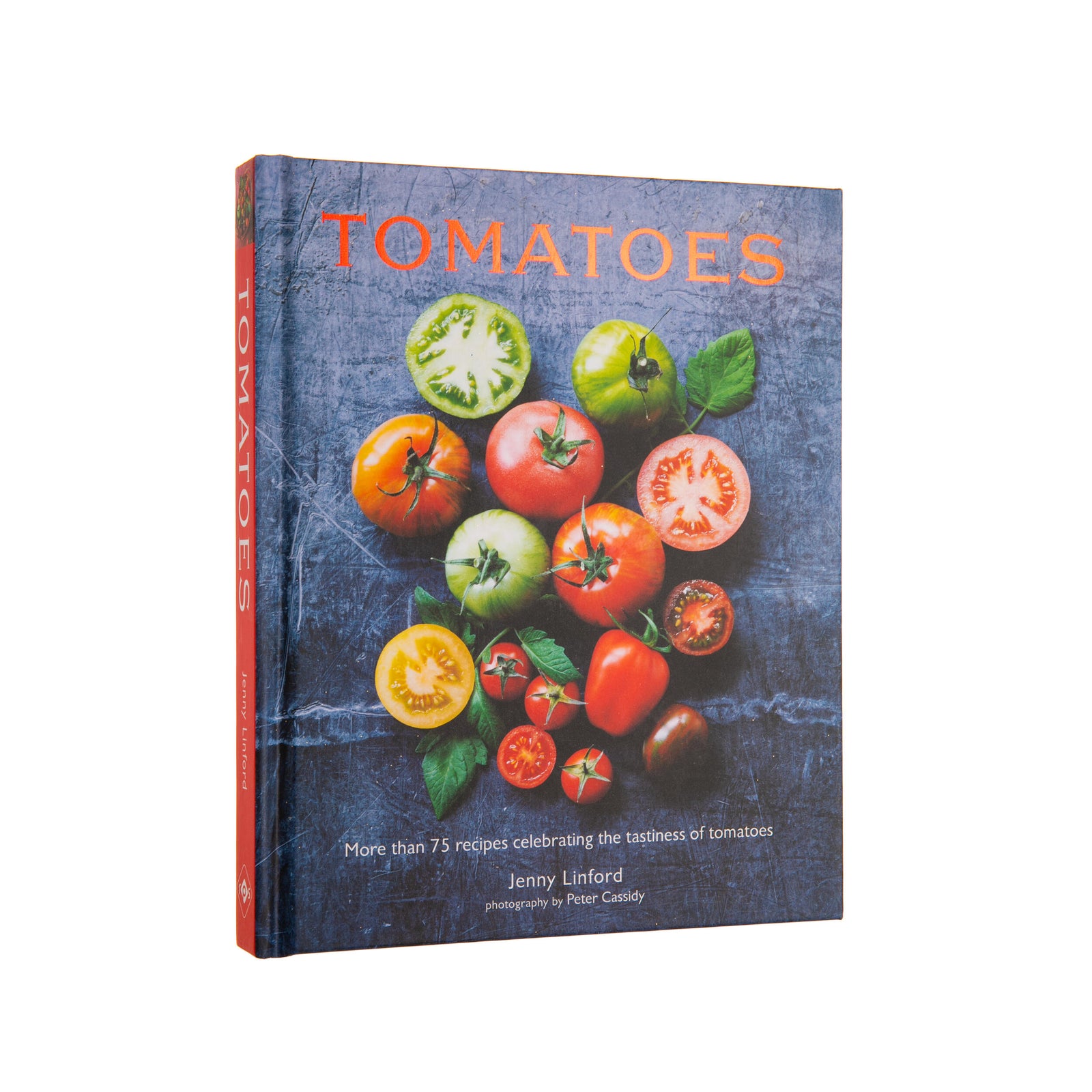 Cookbook titled 'Tomatoes' with images of tomatoes on the cover