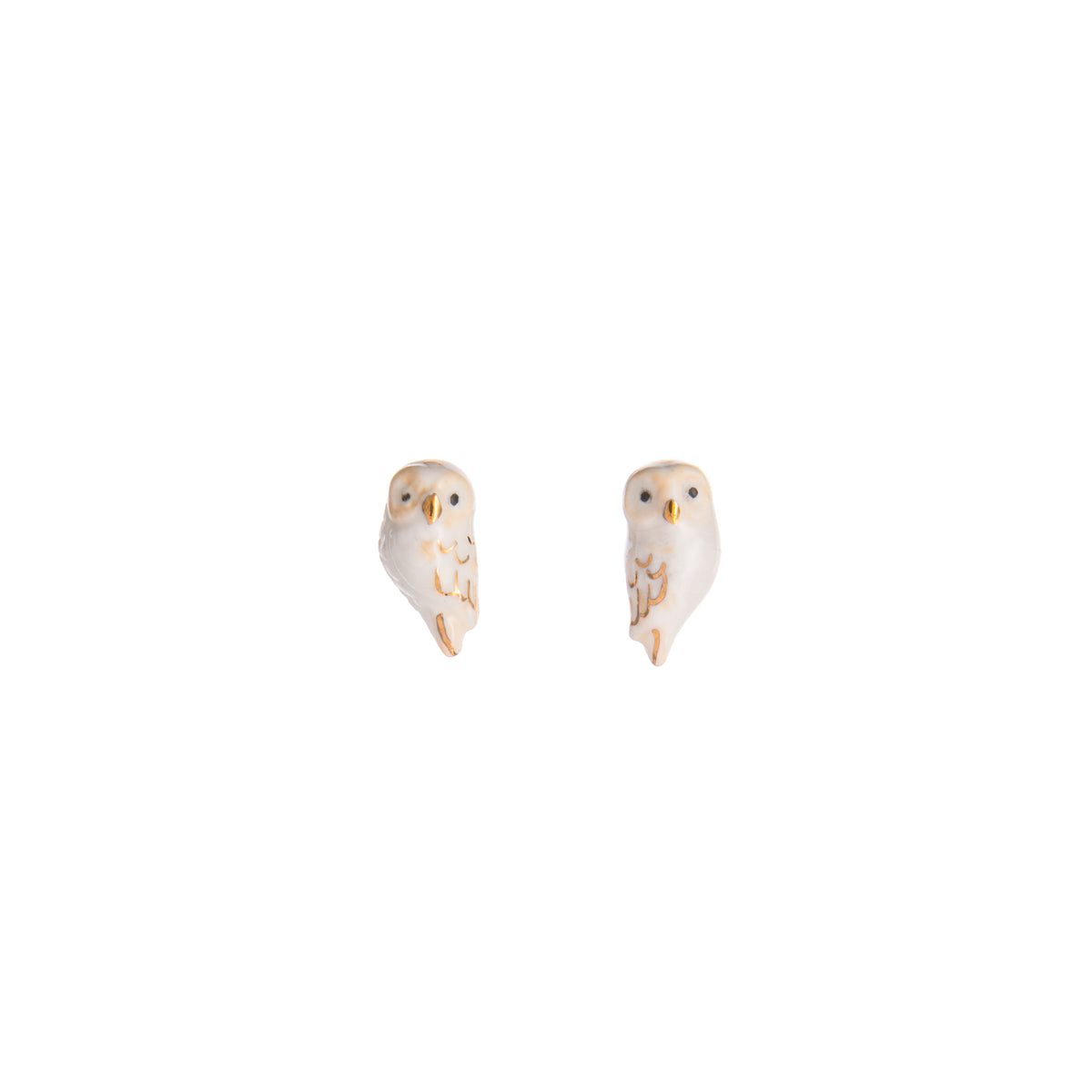 WHITE OWL STUD EARRINGS
