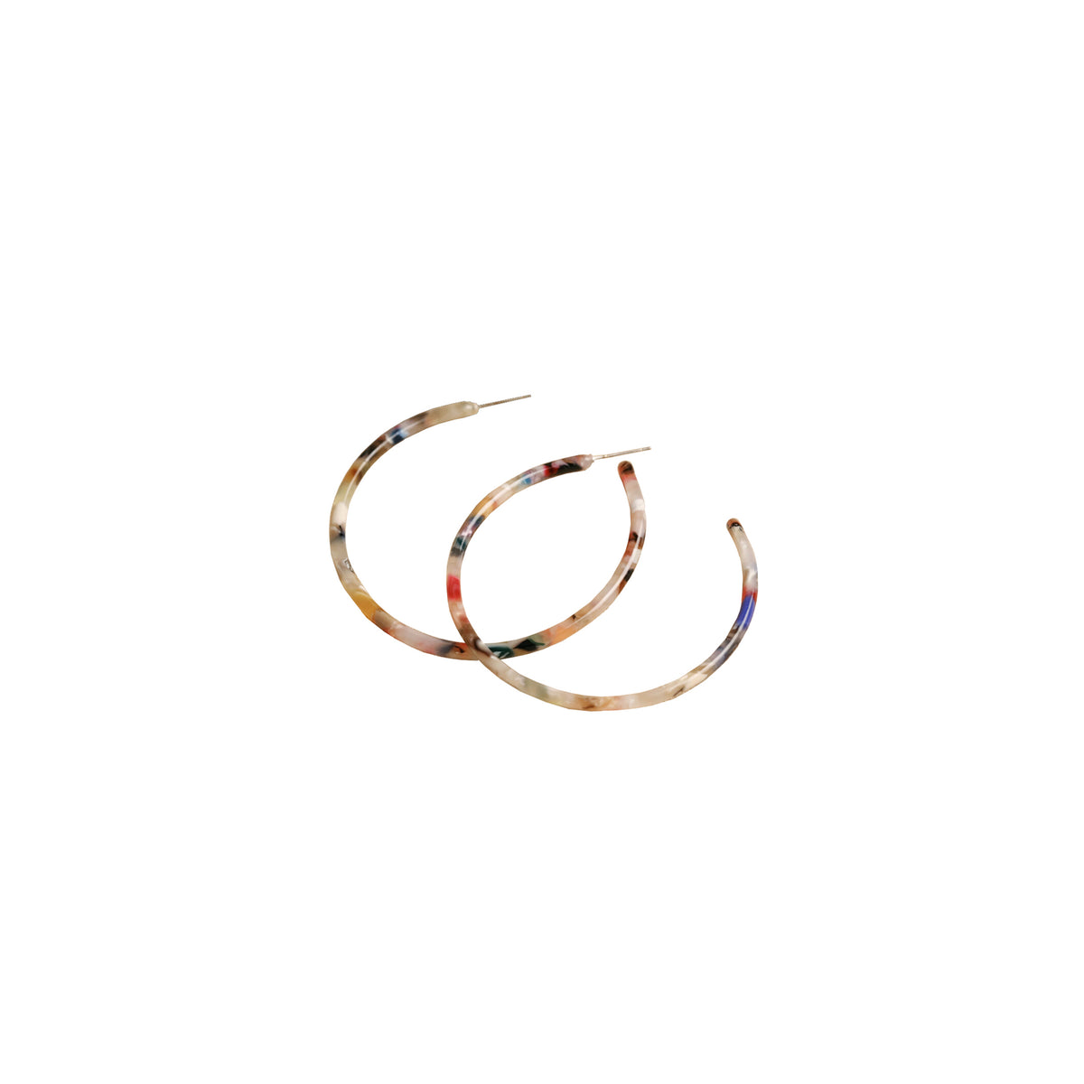 RAINBOW TORTOISESHELL HOOP EARRINGS - MEDIUM