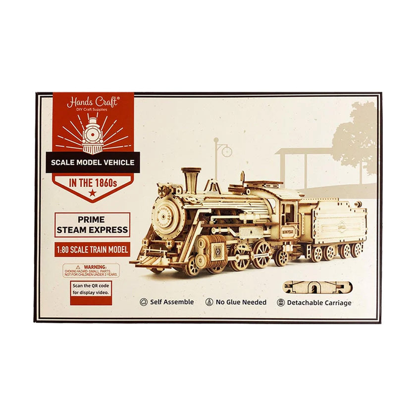 This high quality craft kit features an incredibly detailed scale model of an 1860's steam locomotive. Kit contains all the pieces you need to make the steam train and detachable carriage. Designed at a 1:80 scale Fun, educational, and engaging. Recommended for ages 14+. Assembled size: 12 x 2.64 x 3.23 ". 308 pieces.