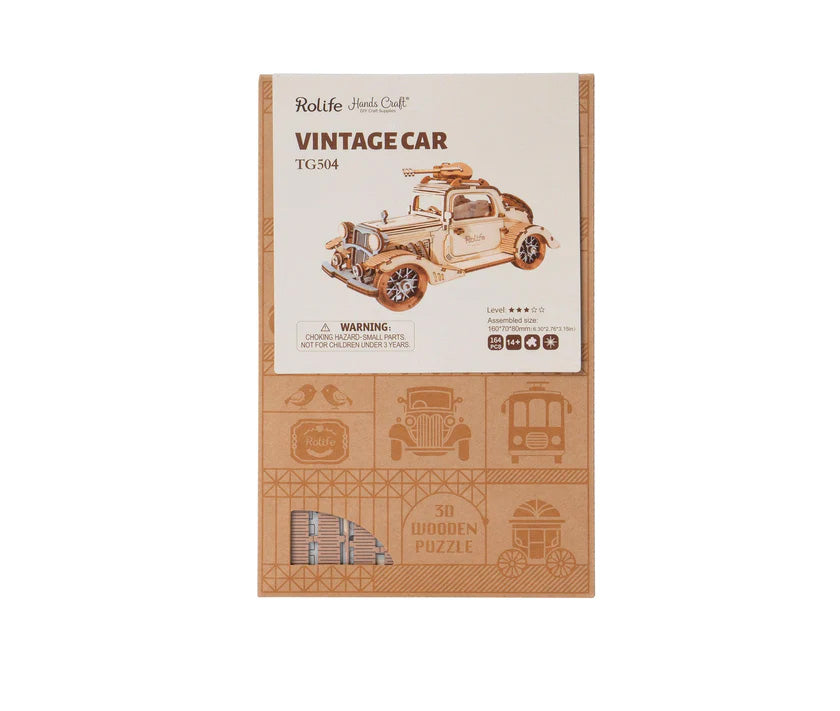 The perfect gift for any vintage car enthusiast! This super-detailed model of a vintage style car is not only fun and engaging to make, it also makes a great display piece when finished. The pieces are laser-cut from non-toxic wood for a tight and precise fit. Ages 14+. Assembled size: 6.29 x 2.75 x 3.14 in 164 pieces.