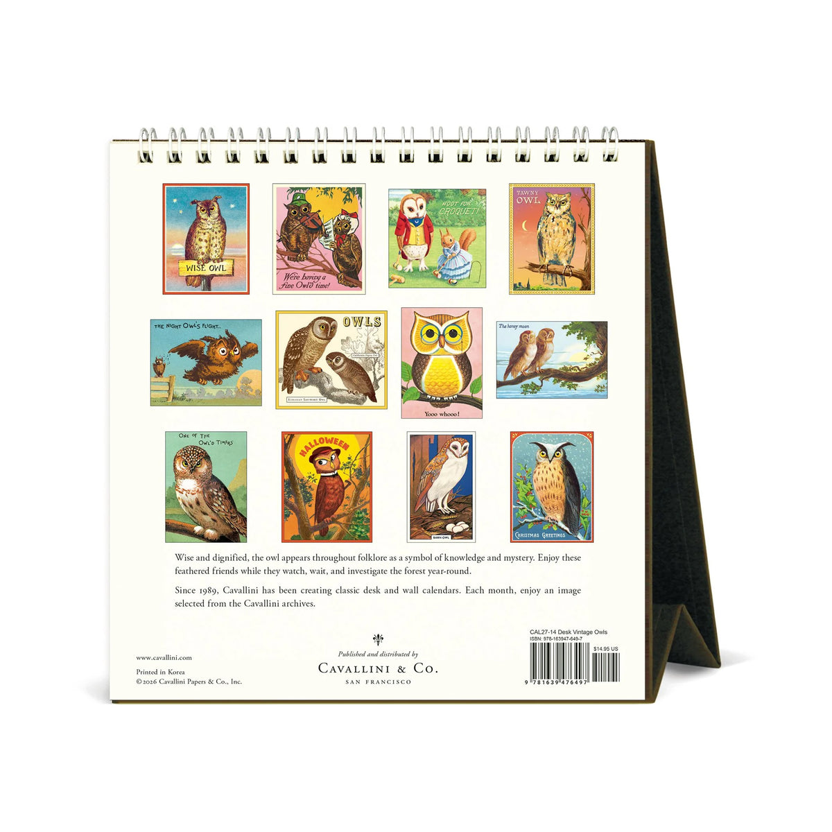 VINTAGE OWLS - 2027 DESK CALENDAR