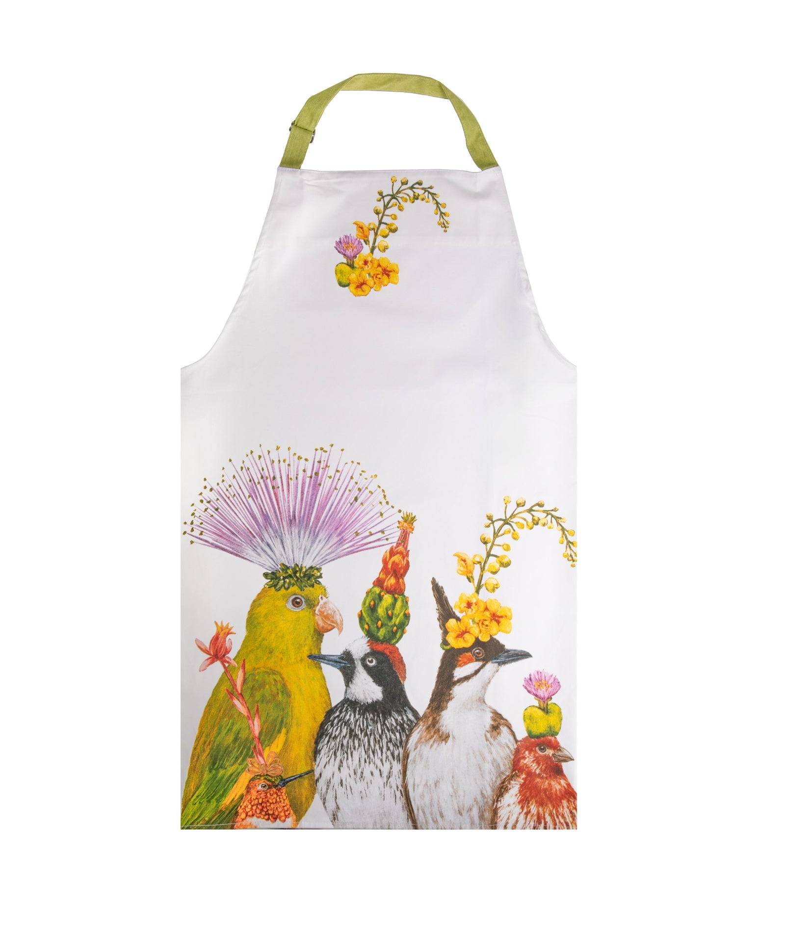 Using flora and fauna found in The Huntington's Desert Garden, artist Vicki Sawyer created the illustration "Desert Party" for The Huntington. Vicki's delightful artwork is printed onto natural cotton to create this eye-catching kitchen apron. Material: 100% cotton twill apron Adjustable straps.