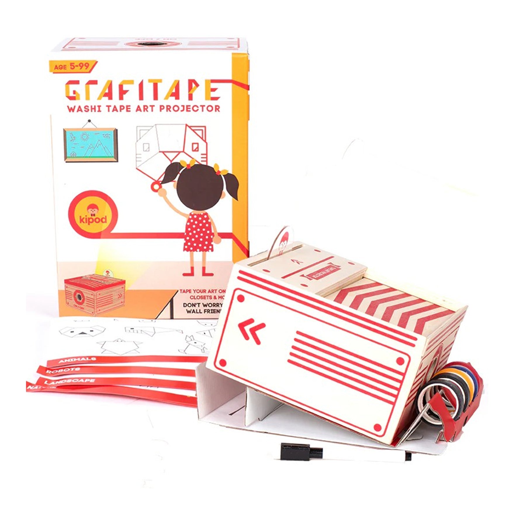 Grafitape washi tape art projector with packaging on a white background