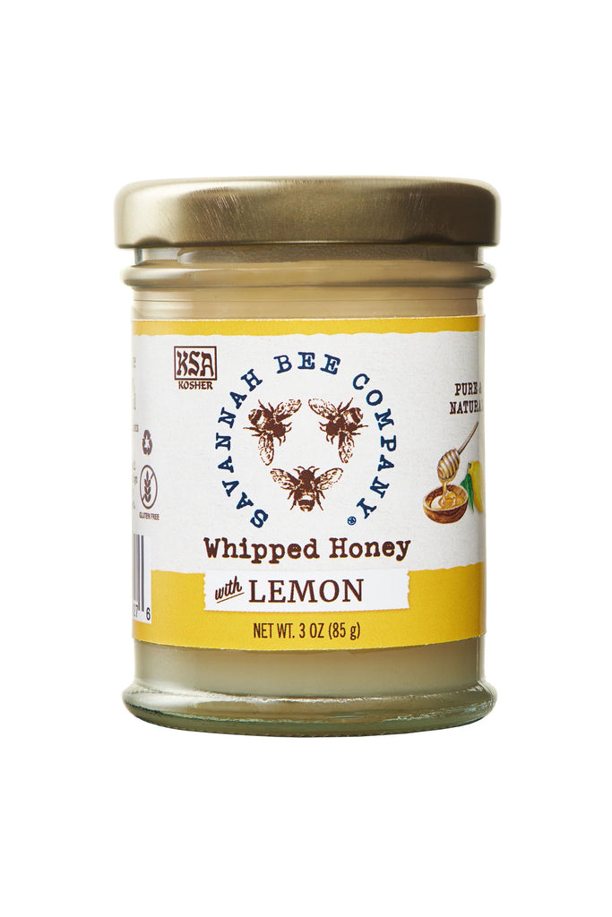 Organic lemon oil blended with creamy Whipped Honey from the wildflower fields of Montana. Just a spoonful of this delicious honey will turn a piece of pound cake or a cup of herbal tea into something truly special. Tastes like a light and sweet lemon frosting Origin: USA & Canada. KSA certified. Gluten free. 3oz jar.