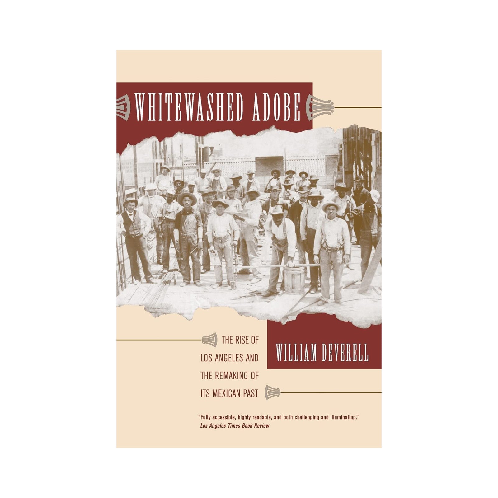 Book cover of 'Whitewashed Adobe' with a historical photograph and author's name.