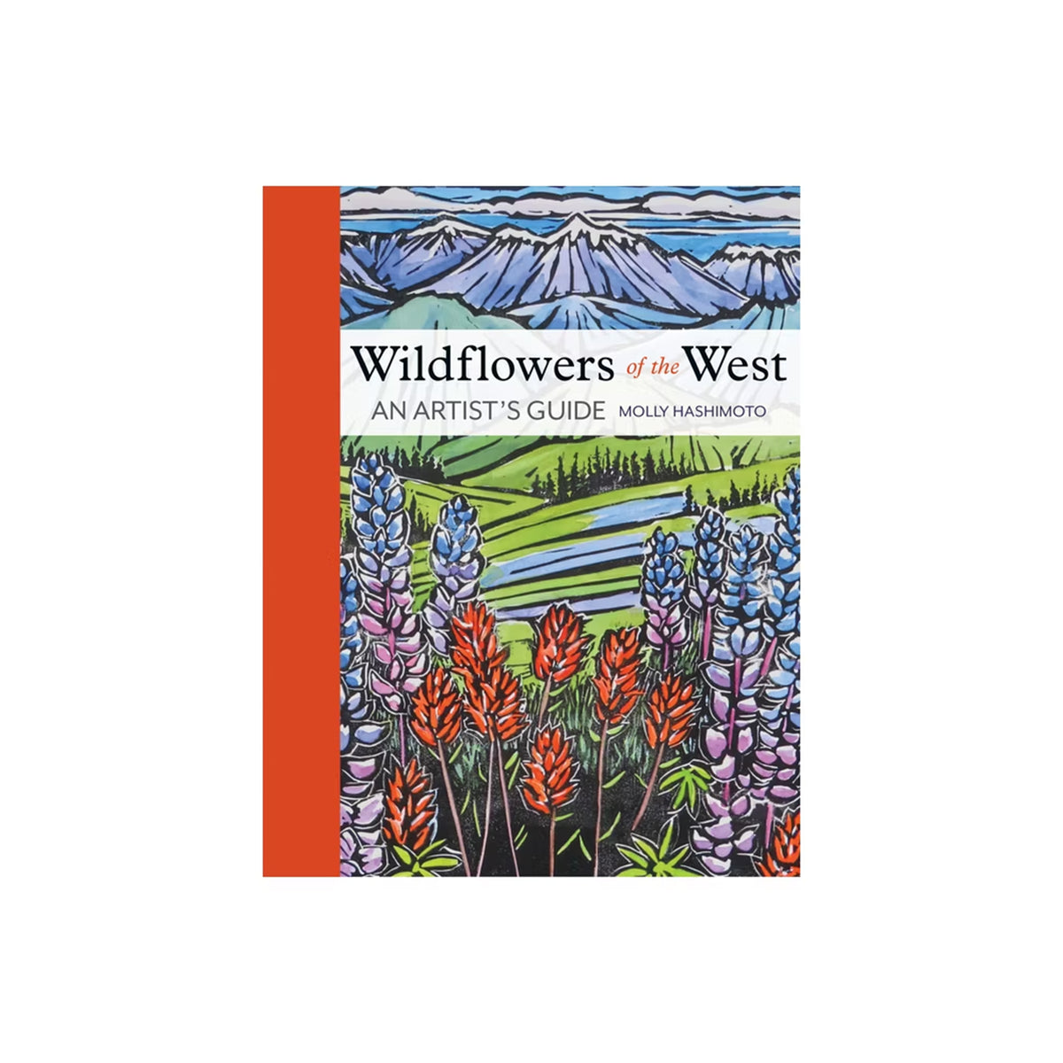 Book cover of 'Wildflowers of the West' with mountain and floral illustration.
