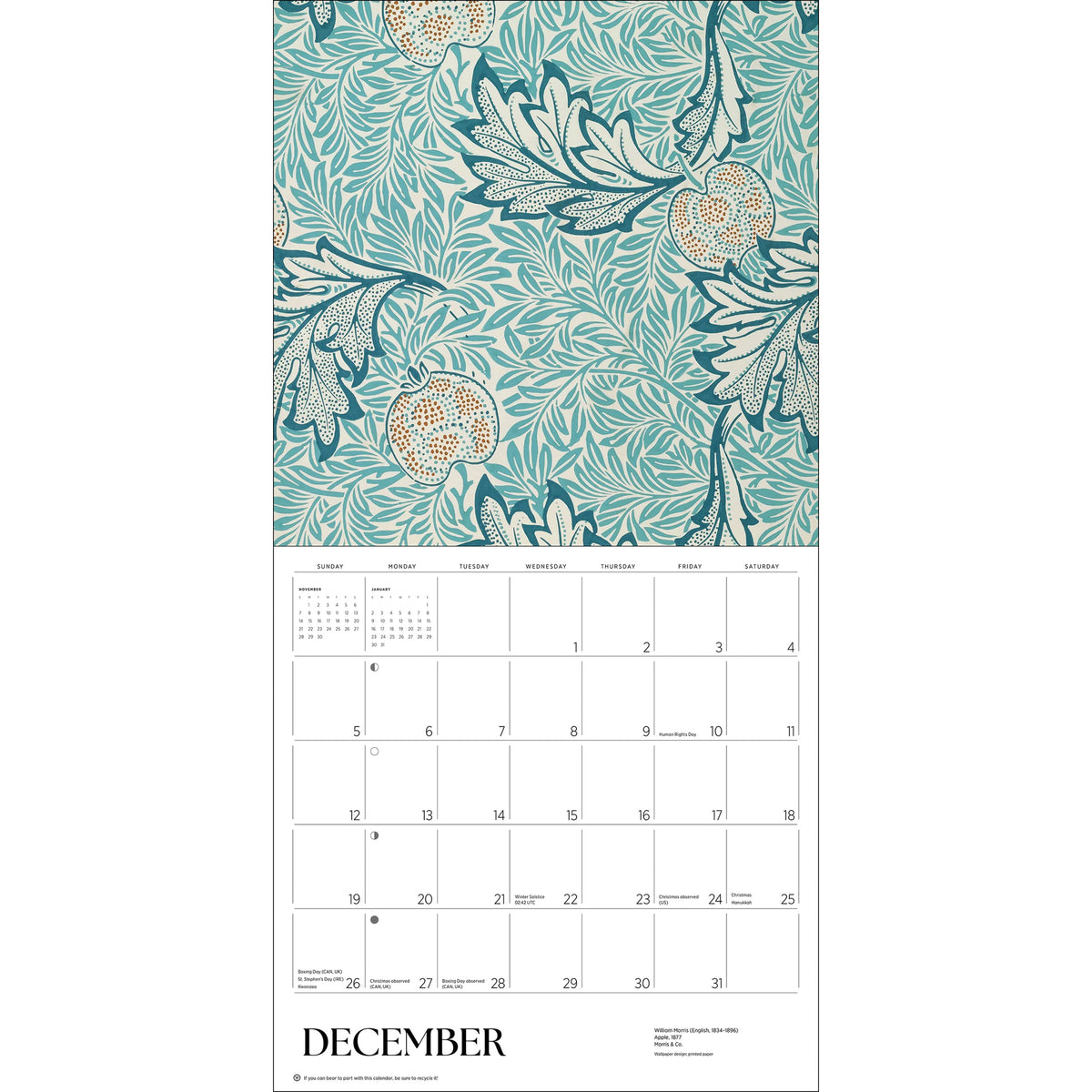 WILLIAM MORRIS: ARTS & CRAFTS DESIGNS WALL CALENDAR 2027