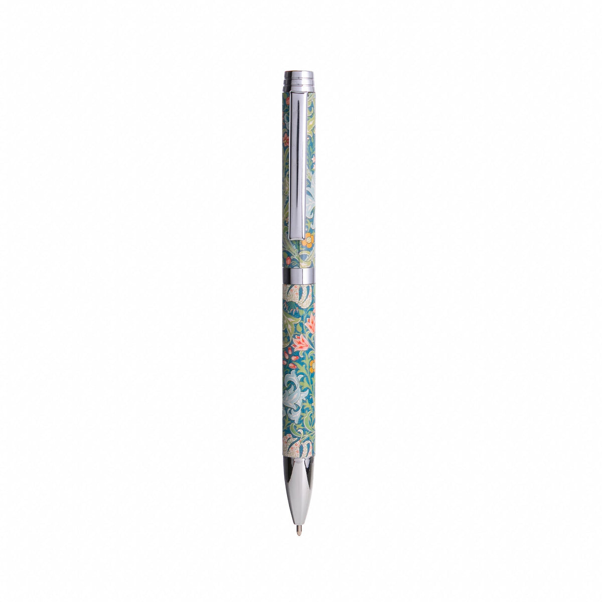 Pen with floral design on a white background