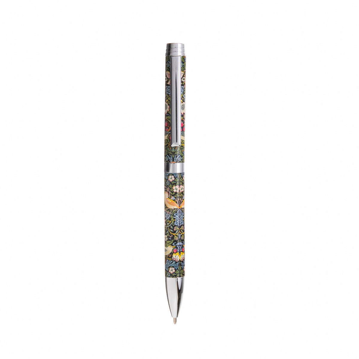 Pen with floral design on a white background