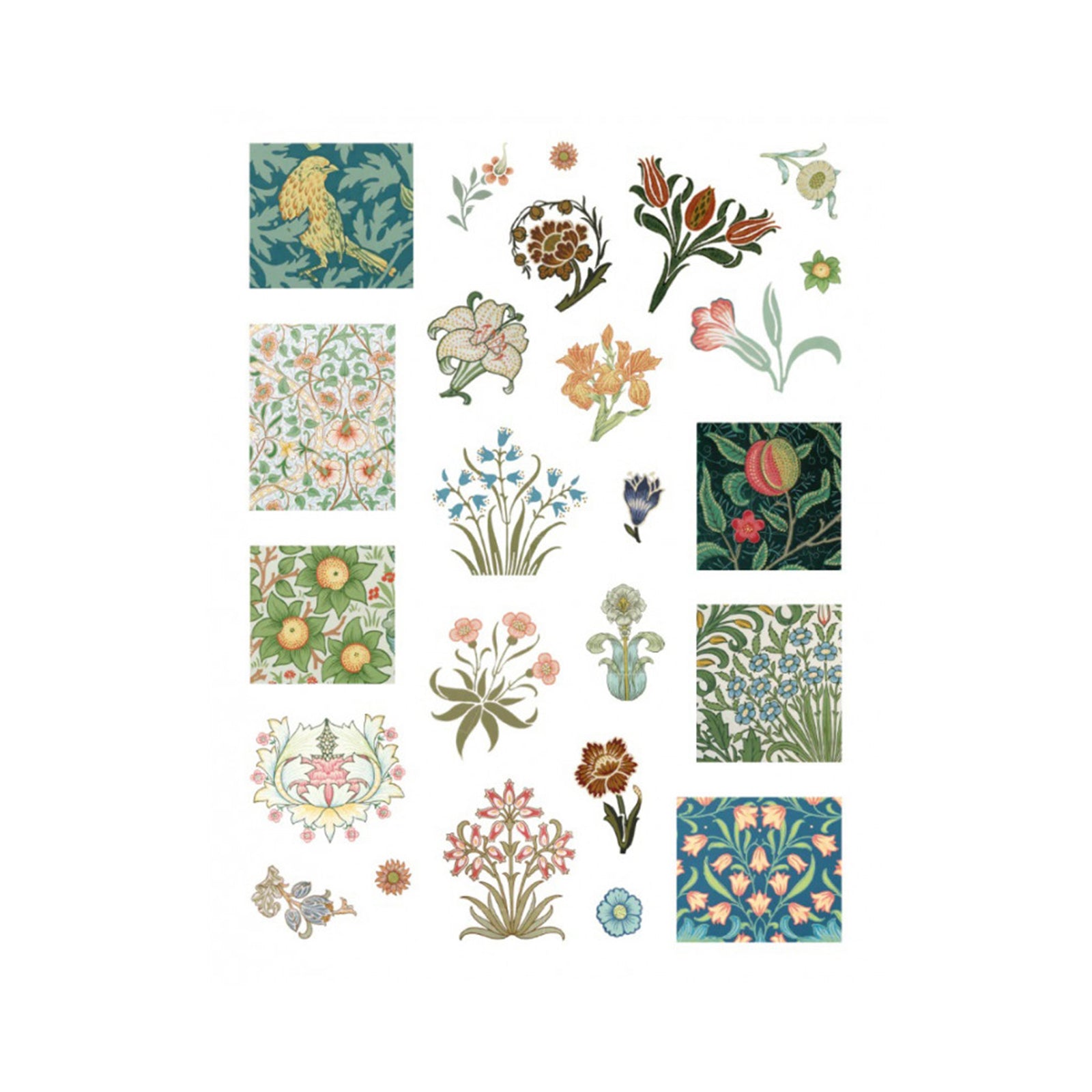 William Morris sticker book cover with floral designs on a white background