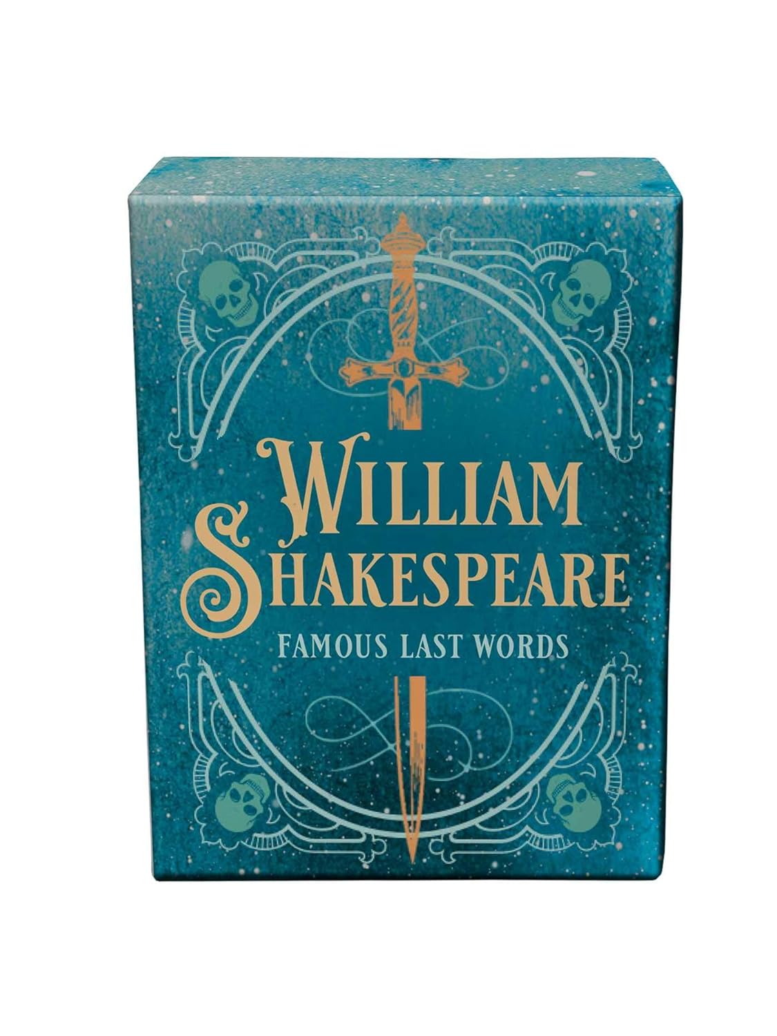 Keep the last words of your favorite Shakespearean heroes and heroines close to your heart with this delightfully grim, bite-size quote book. A tiny collection of the Bard’s best lines on dying, leaving, or just getting offstage! When it comes to exit lines, you can’t beat the Bard himself. Dimensions: 1.3 x 0.8 x 1.7.
