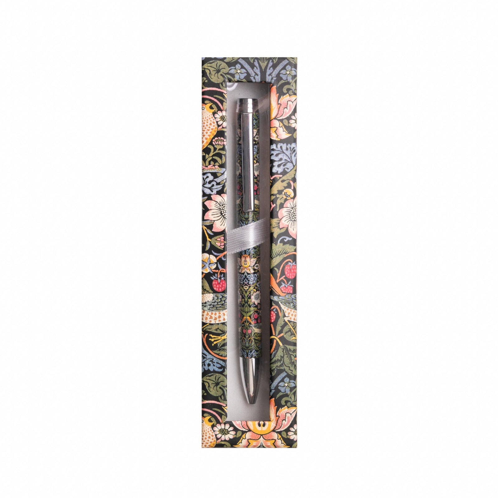 Pen in a decorative floral packaging on a white background