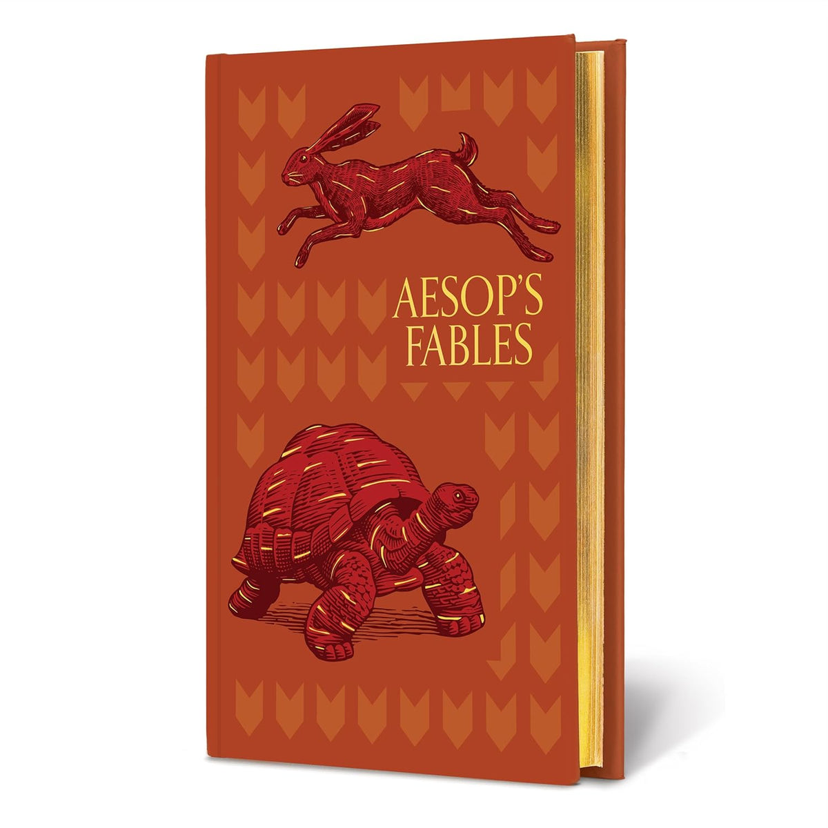 Cover of AESOP'S FABLES book with an illustration of a hare and a tortoise in a brownish hue.