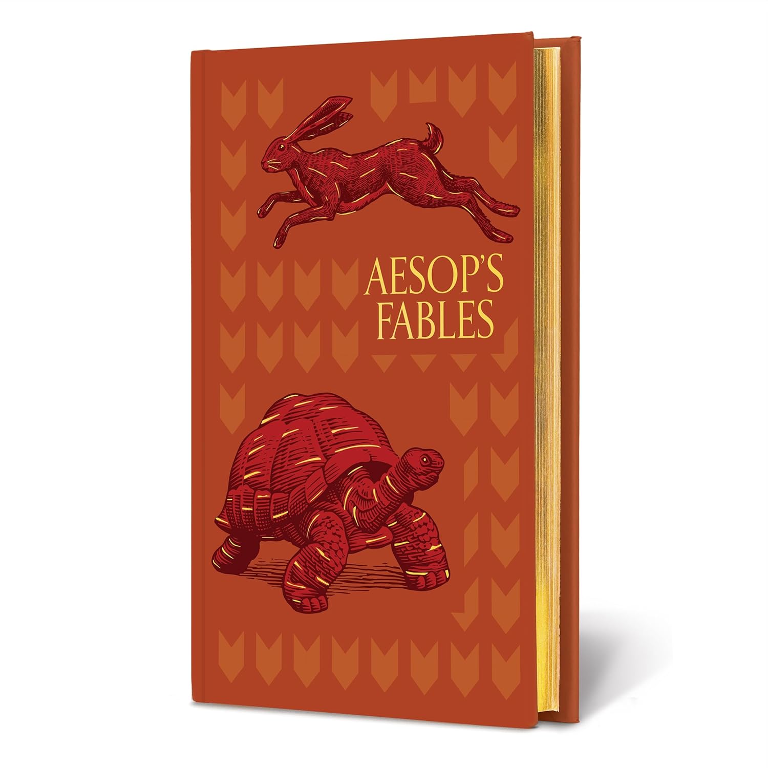 Cover of AESOP'S FABLES book with an illustration of a hare and a tortoise in a brownish hue.