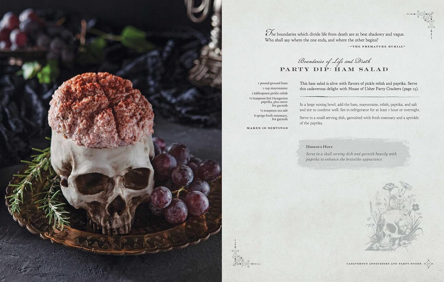 Book cover of 'A Ravenous Feast' with decorative elements and portrait of Edgar Allan Poe.