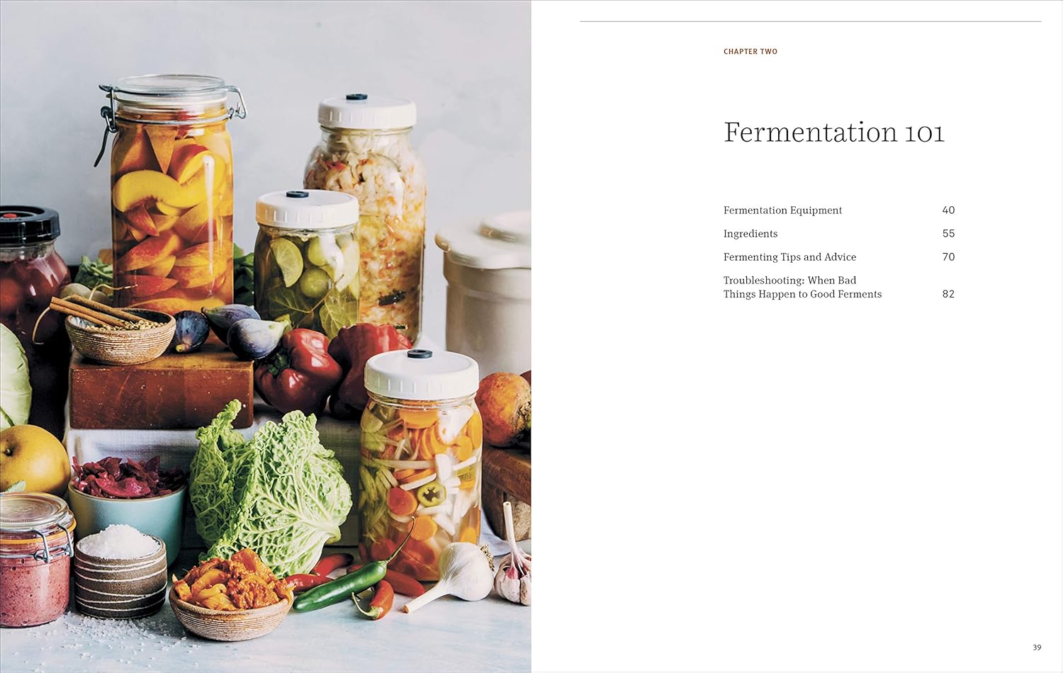 Book cover of 'The Farmhouse Culture Guide to Fermenting' with jars and vegetables on a dark background