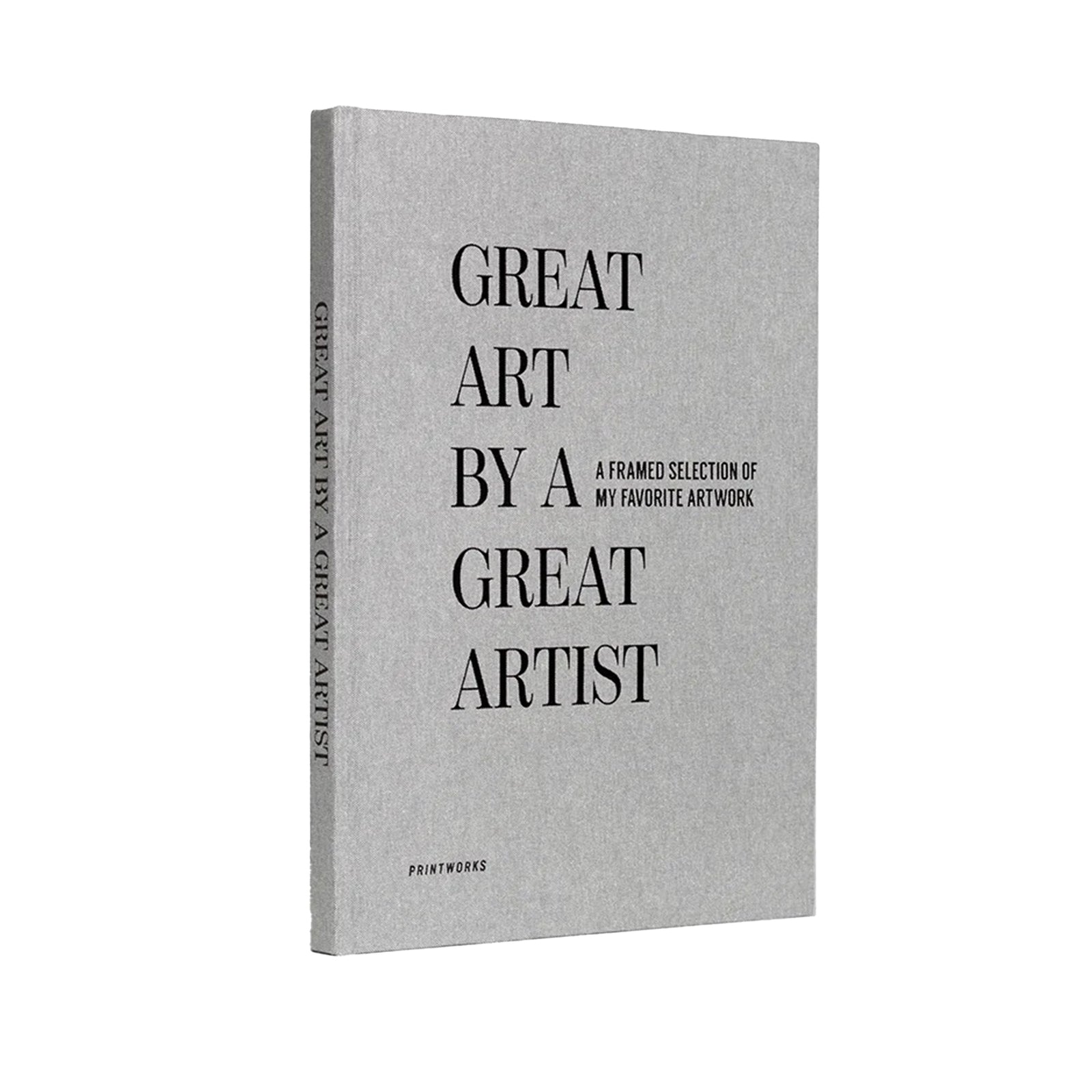 Gray book titled 'Great Art by a Great Artist' on a white background