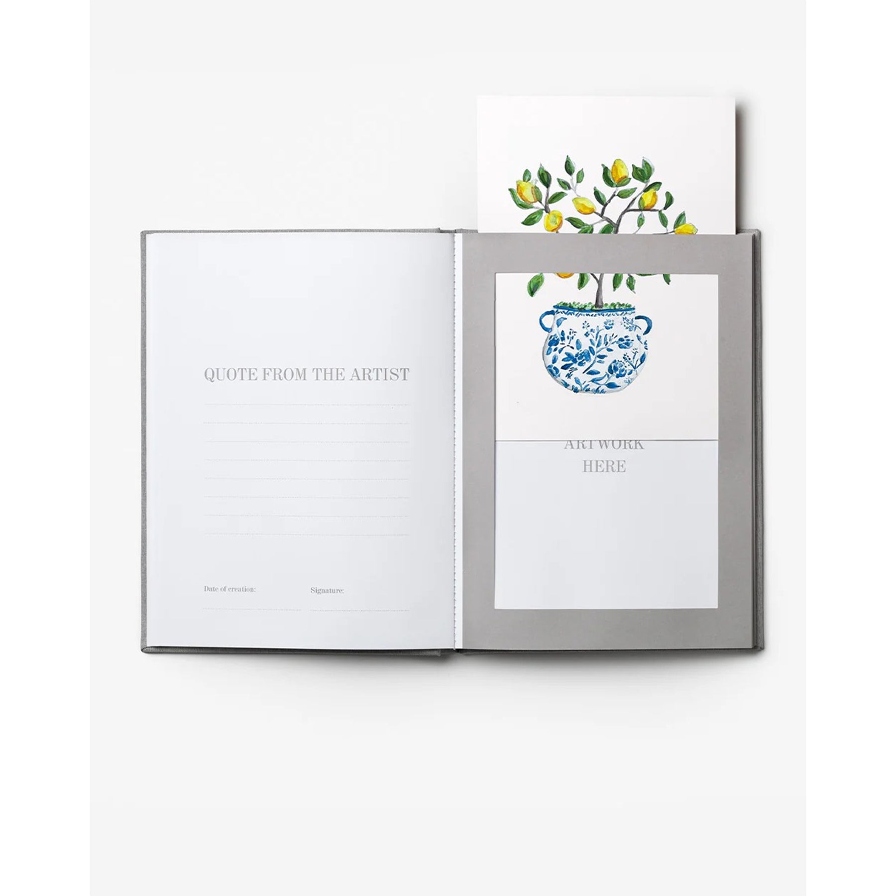 Gray book titled 'Great Art by a Great Artist' on a white background