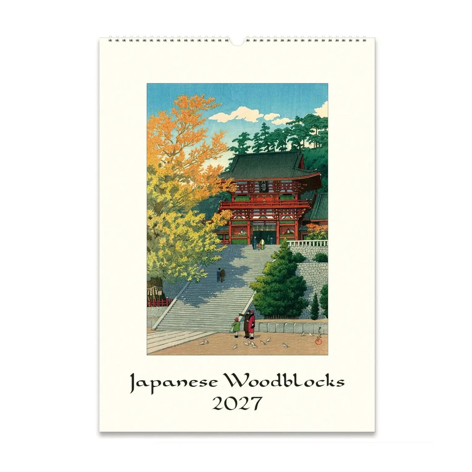 2027 wall calendar featuring wood block artwork by Japanese artist Kawase Hasui.