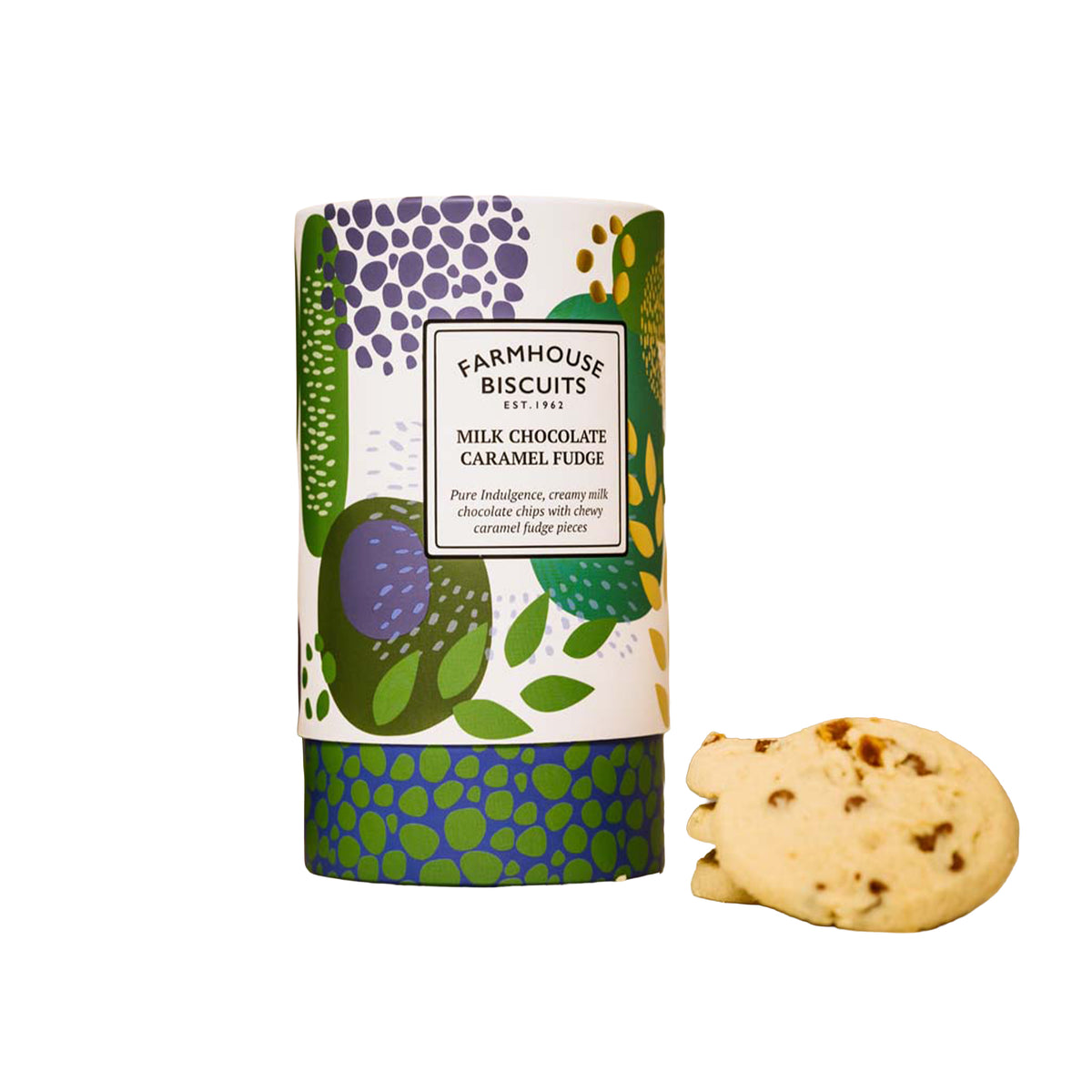 Farmhouse Biscuits packaging with a cookie on a white background