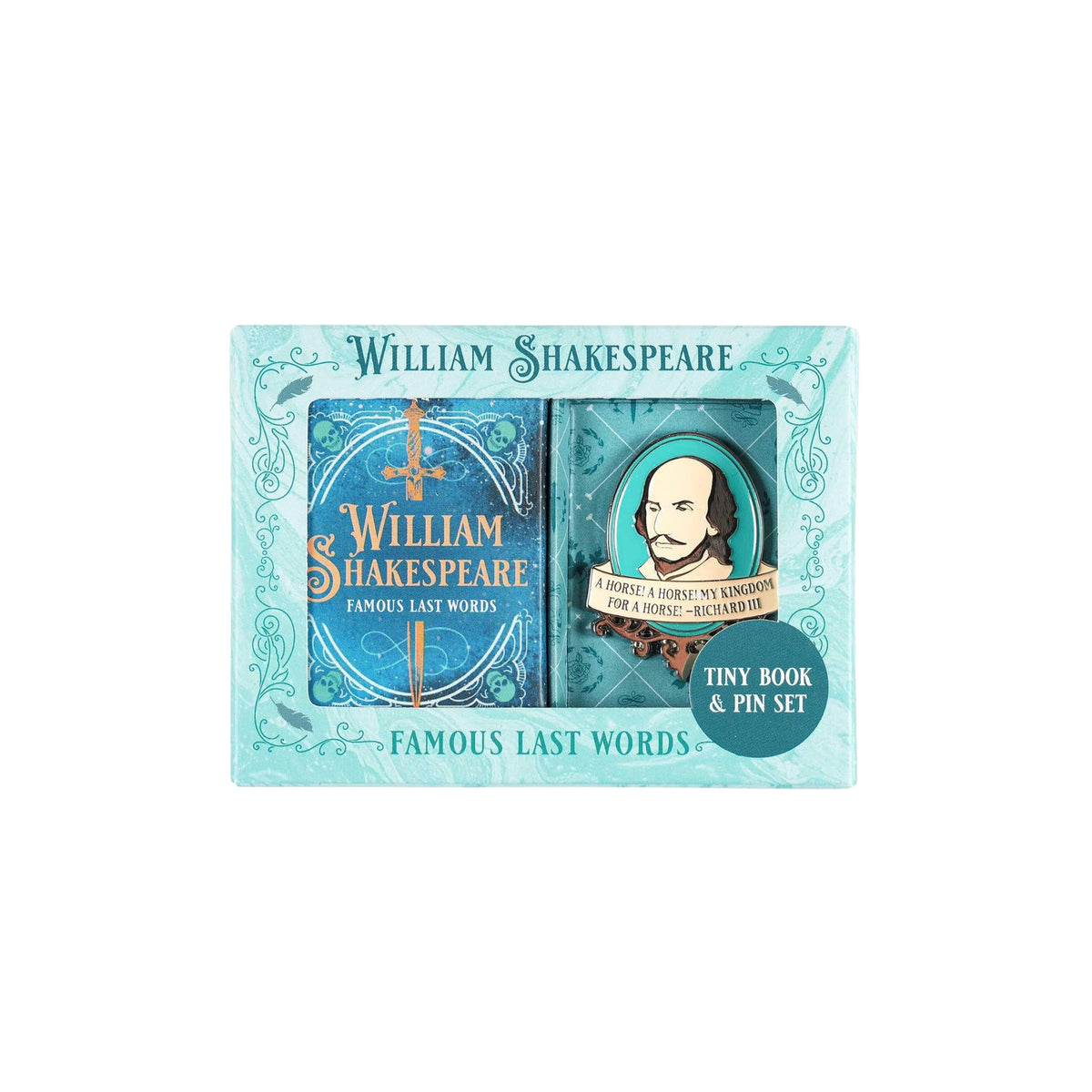 WILLIAM SHAKESPEARE TINY BOOK & PIN SET