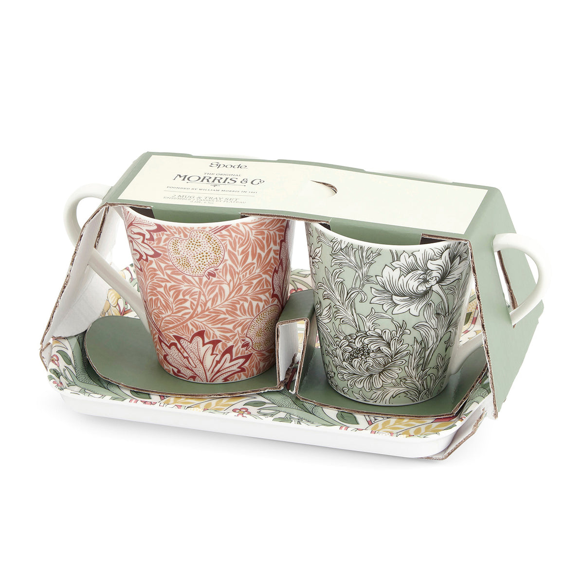 If you’re searching for a stylish gift for a friend or relative, then look no further - this mug and tray set from Spode’s Morris & Co. collection is sure to spread some joy. It includes two beautifully decorated mini-sized porcelain mugs and a handy melamine tray, featuring three wonderfully nostalgic Morris & Co. patterns – Daffodil, Apple, and Chrysanthemum Toile. 