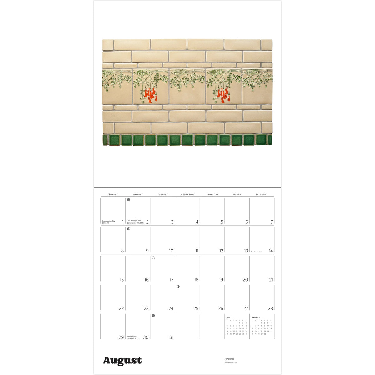MOTAWI TILES ARTS & CRAFTS WALL CALENDAR 2027