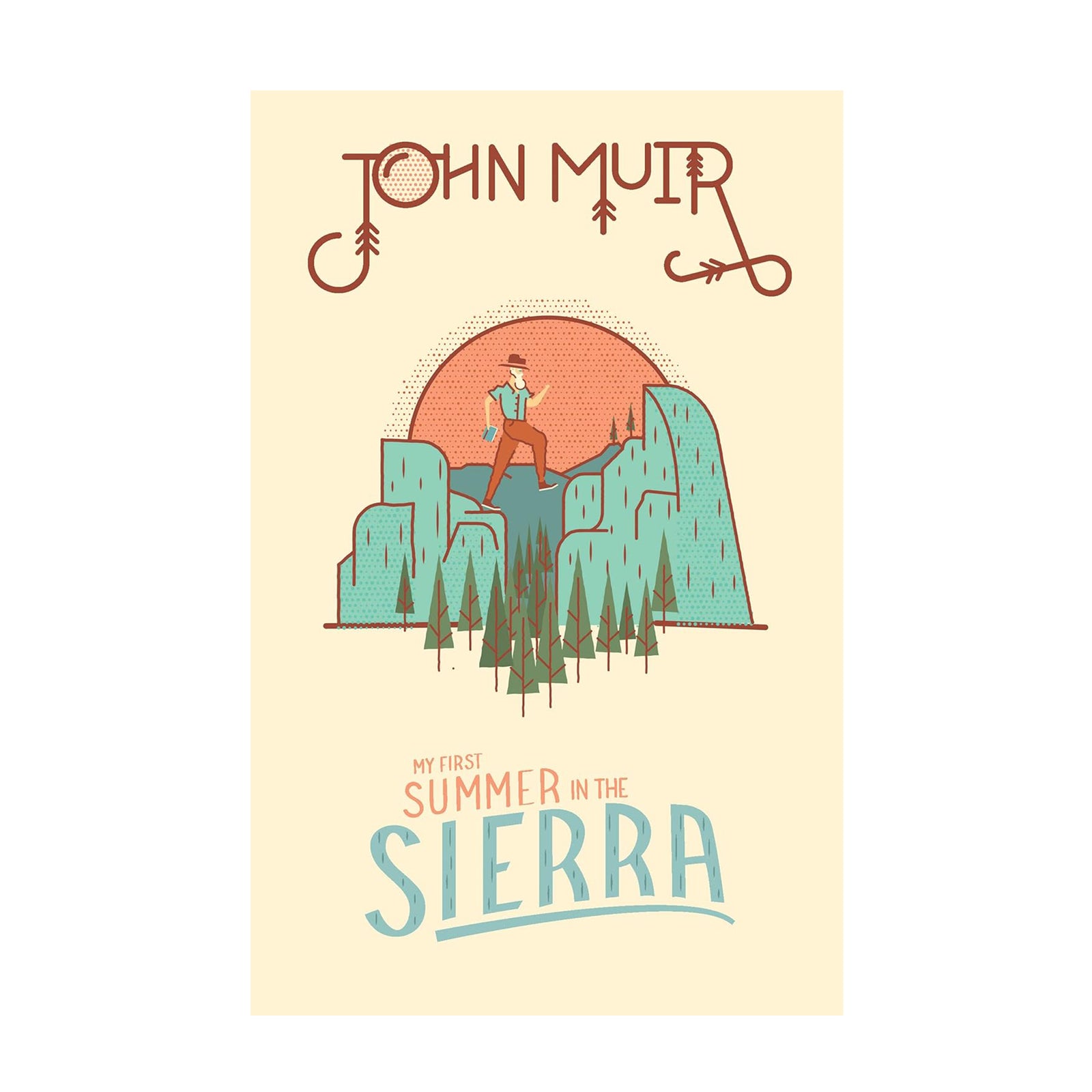 Book cover of 'My First Summer in the Sierra' by John Muir with a mountain and sunset illustration.