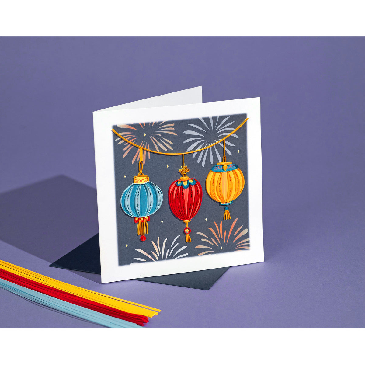 NEW YEAR LANTERNS QUILLED NOTECARD