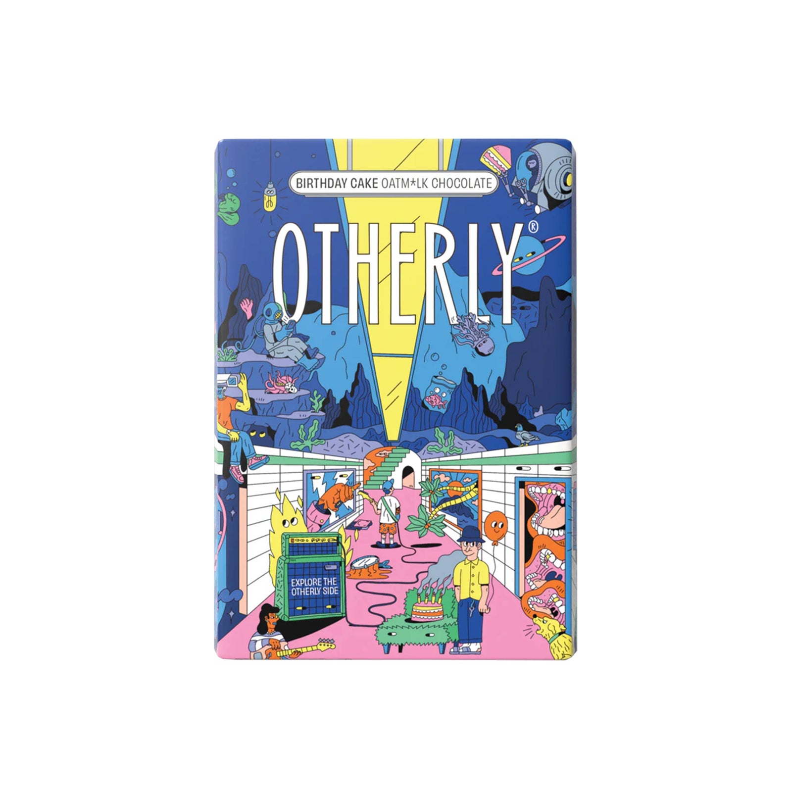 Colorful packaging with 'OTHERLY' branding and cartoon characters on a white background