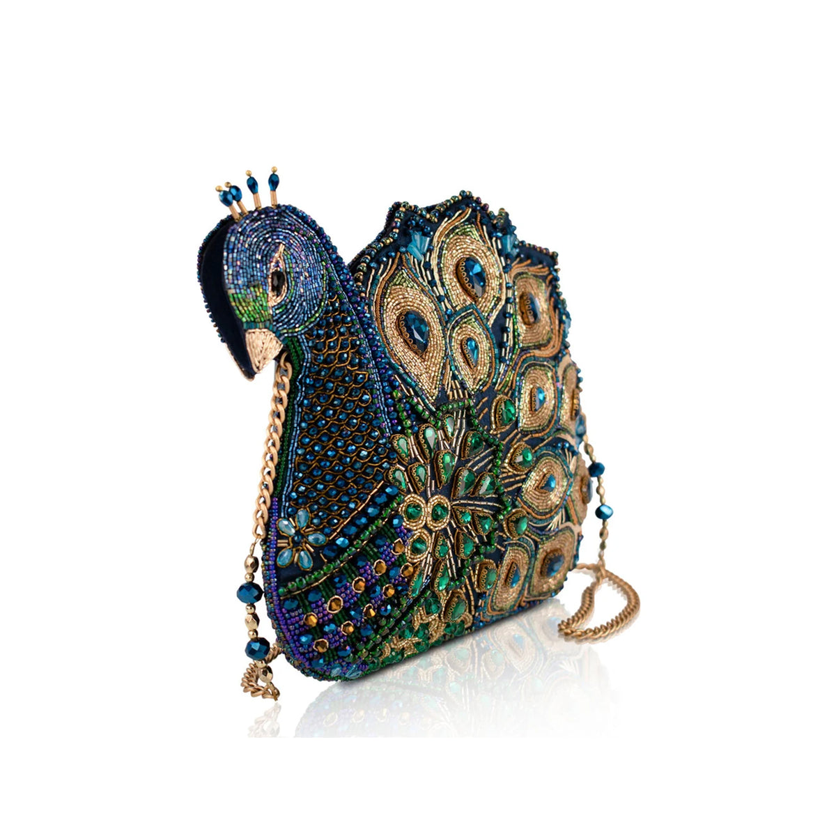 BEADED PEACOCK CROSSBODY BAG
