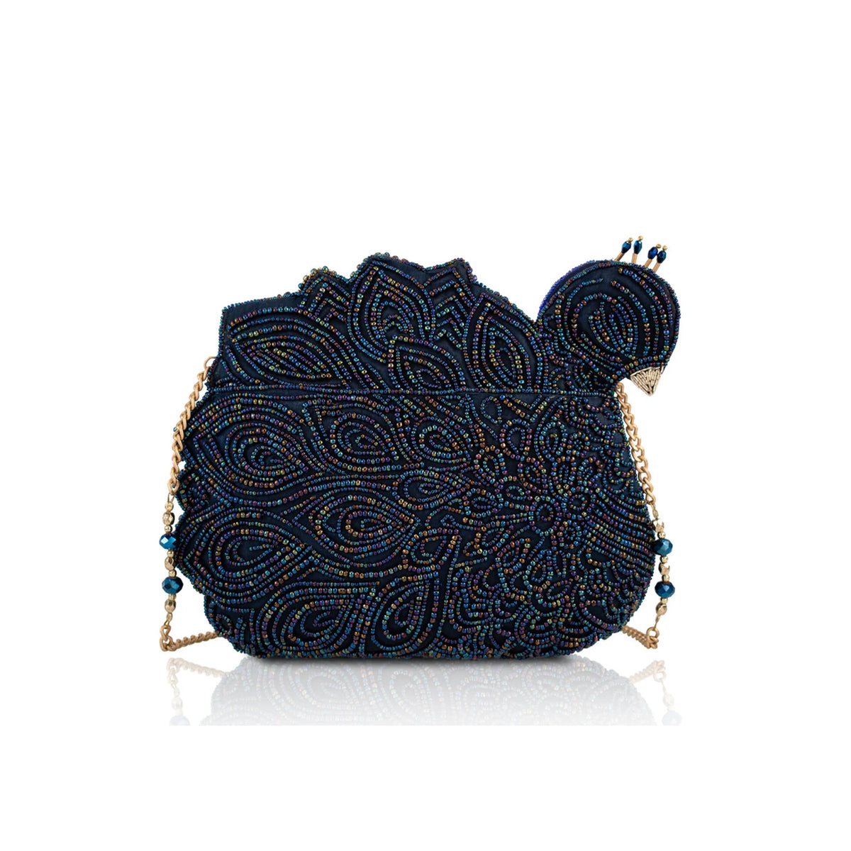 BEADED PEACOCK CROSSBODY BAG