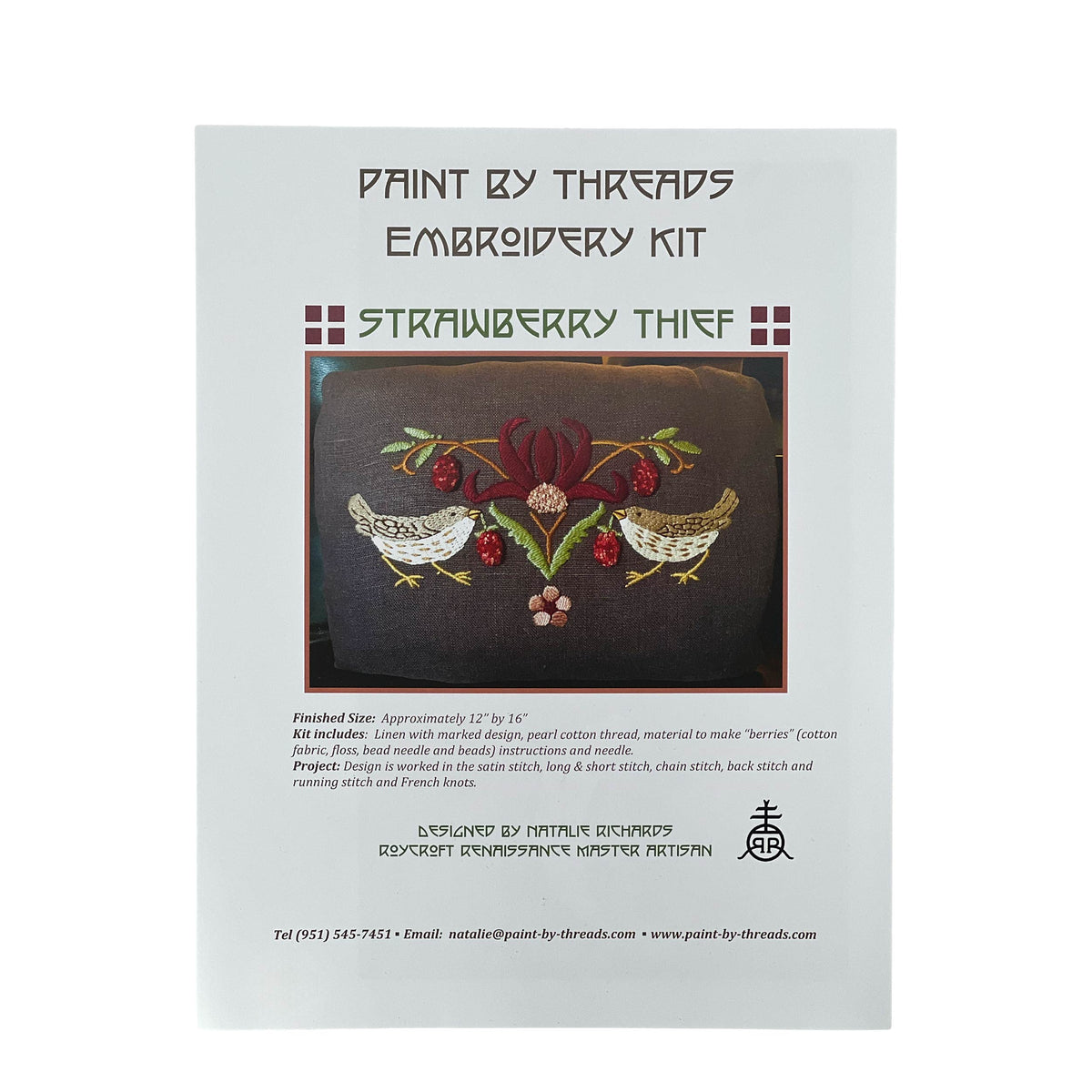 STRAWBERRY THIEF PILLOW EMBROIDERY KIT