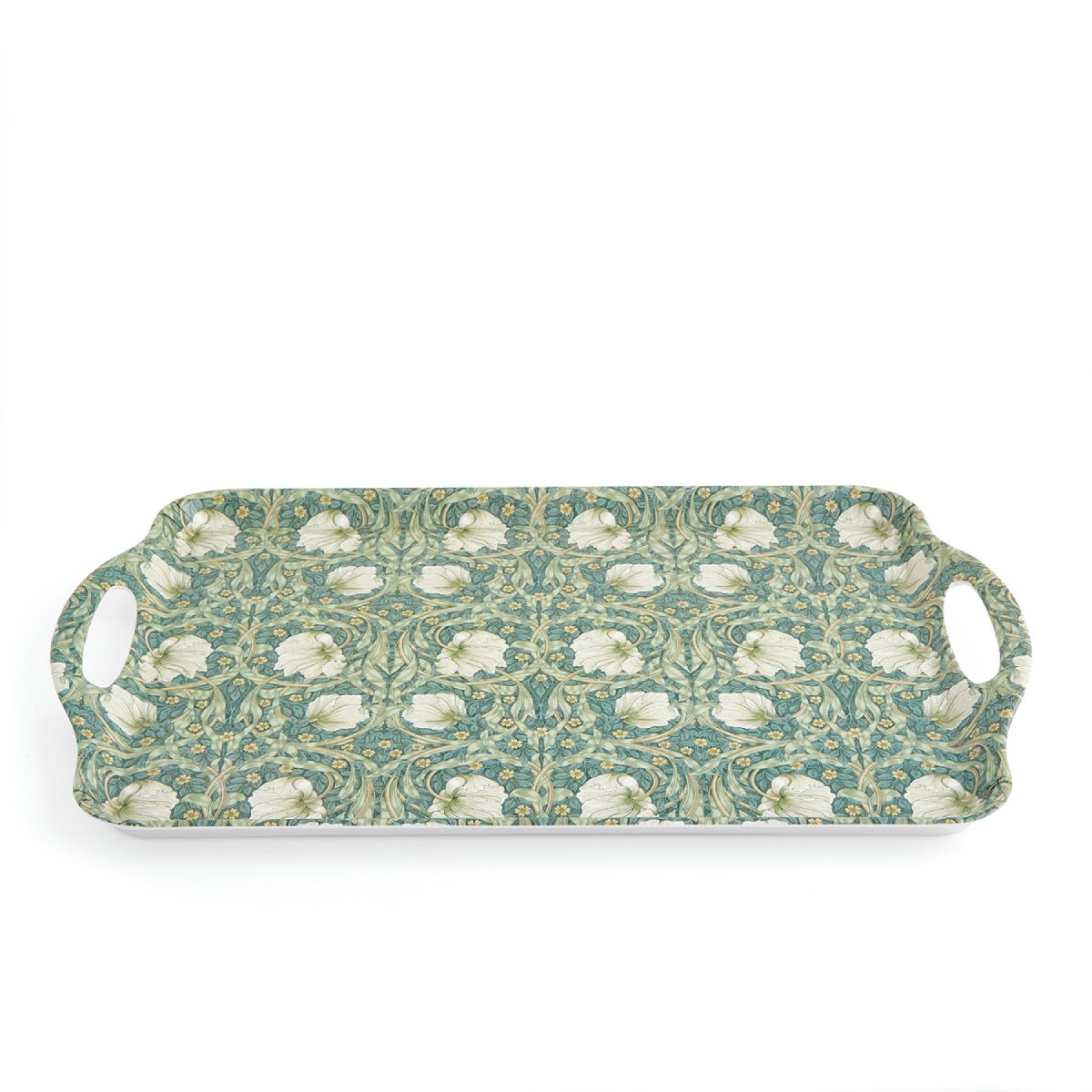 Serve drinks with an extra slice of style on this sophisticated, large-handled tray from the Morris & Co. collection. Bringing William Morris’ popular Pimpernel design right up to date with subtle, pastel shades, this perfectly proportioned tray is ideal for dinner parties and entertaining guests. It would look simply stunning outdoors in a summer garden setting. 