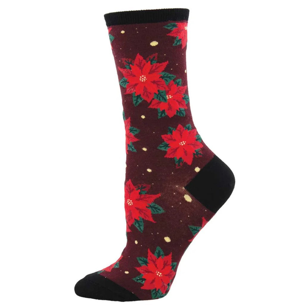 The holidays wouldn't be quite the same without lots of ruby-red Poinsettia blooms. Celebrate the season with and this most festive flower with these fun socks.