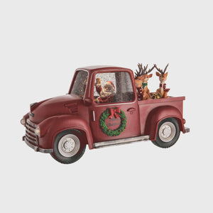 MP4 video of a snow globe with Santa and Reindeer in a red truck