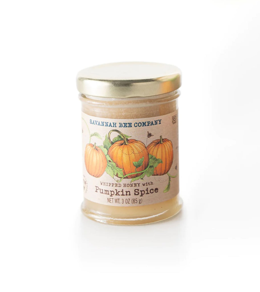 Enjoy everyone’s favorite season anytime with this creamy, spreadable delight. This whipped, wildflower honey is sourced from the fields of Montana and is blended with cinnamon, nutmeg, ginger, and allspice to bring the sweet taste of fall to tea, baked goods, and more. 3 oz glass jar.