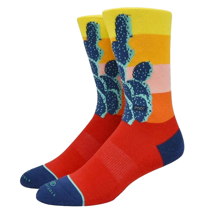 Walk off stylishly into the sunset wearing these comfy cactus socks, which feature a design by Las Vegas-based artist Eric Vozzola. These colorful socks are made from a moisture-wicking, antimicrobial material. They have a padded footbed and arch support for all-day comfort. 
