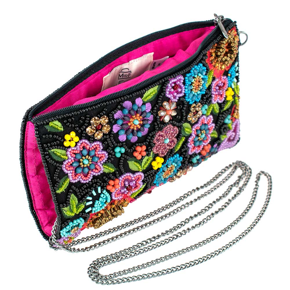 FLORAL BEADED PHONE CARRIER PURSE