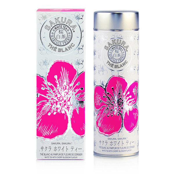 A luxurious white tea with notes of blooming cherry trees. We have associates in Sakura White Tea the refined floral notes of tender white tea buds with the fruity Saveur of Japanese cherry blossom; the result is magnificent and gourmand. The canister, decorated with a splendid fuchsia and silver flower, welcomes this precious tea with a promise of a radiant future. Loose tea Packaged in a highly decorative box and keepsake tea tin Net wt. 0.88 oz